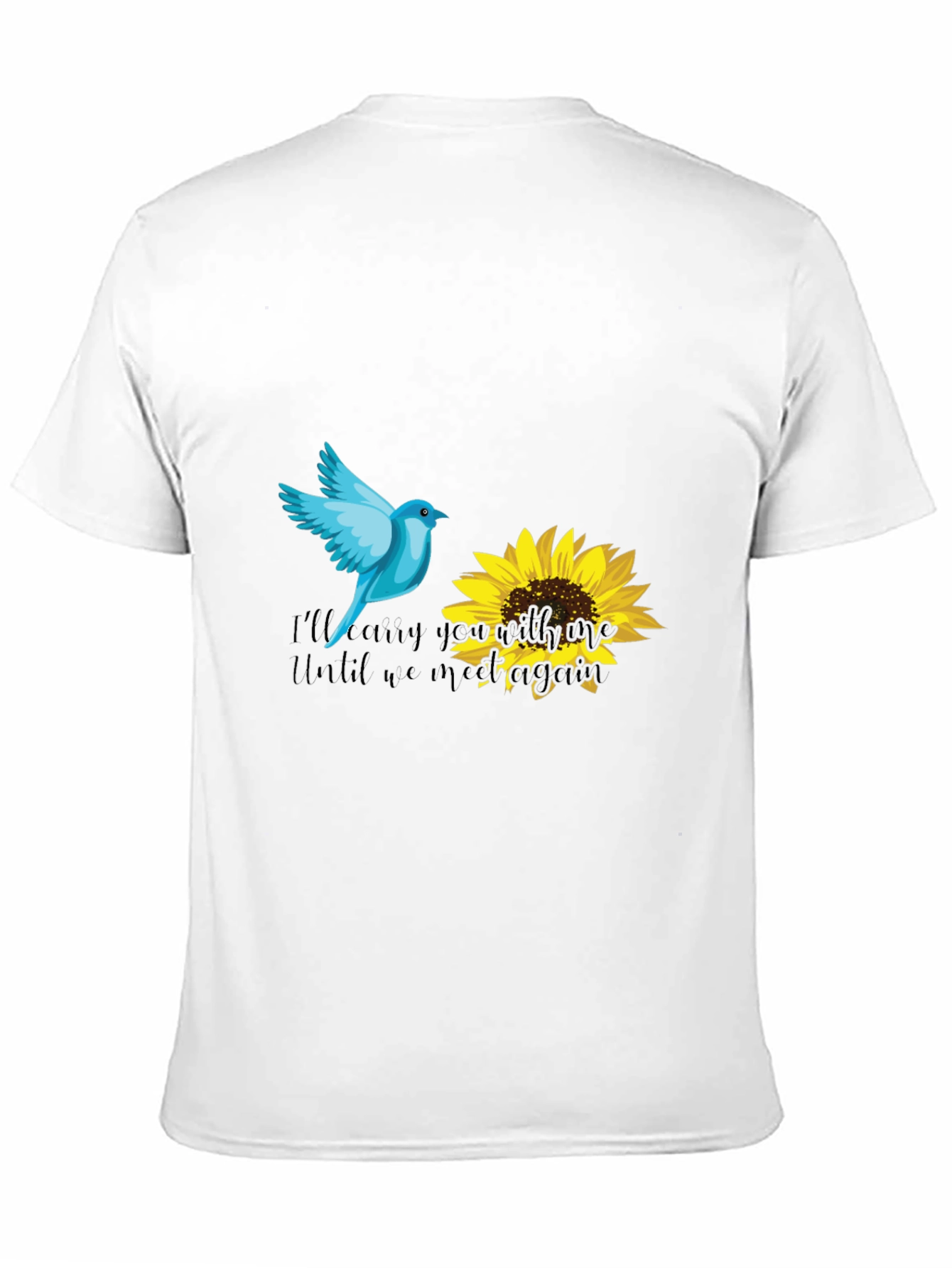 Blue Bird & Sunflower Graphic Black T-Shirt