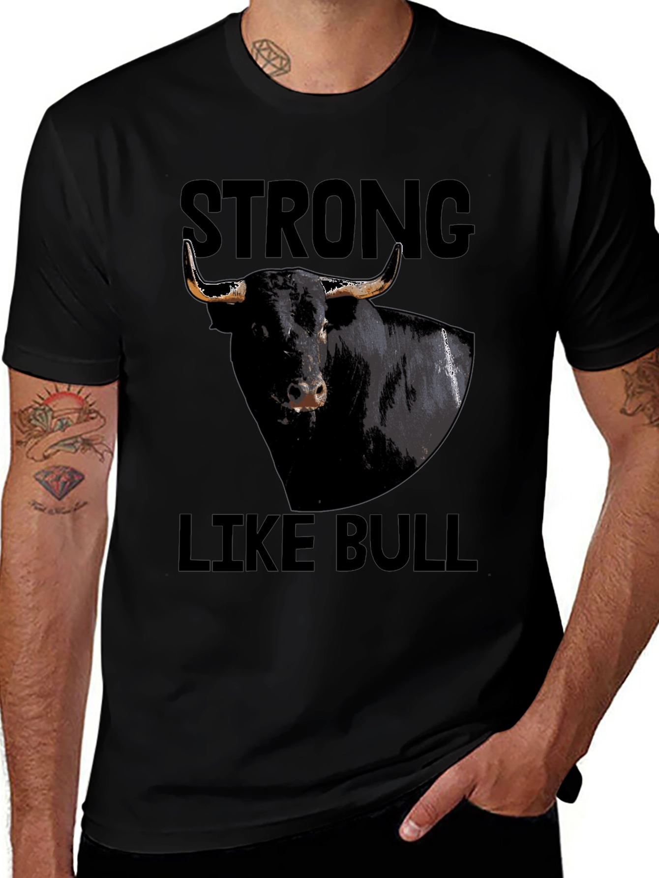 Strong Like Bull Graphic Tee - Black