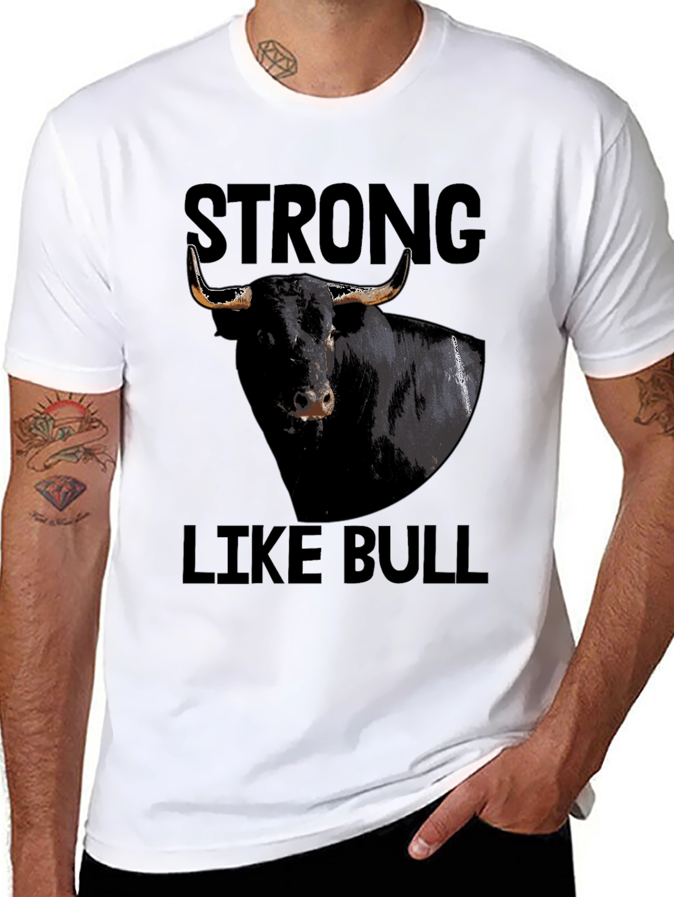 Strong Like Bull Graphic Tee - Black