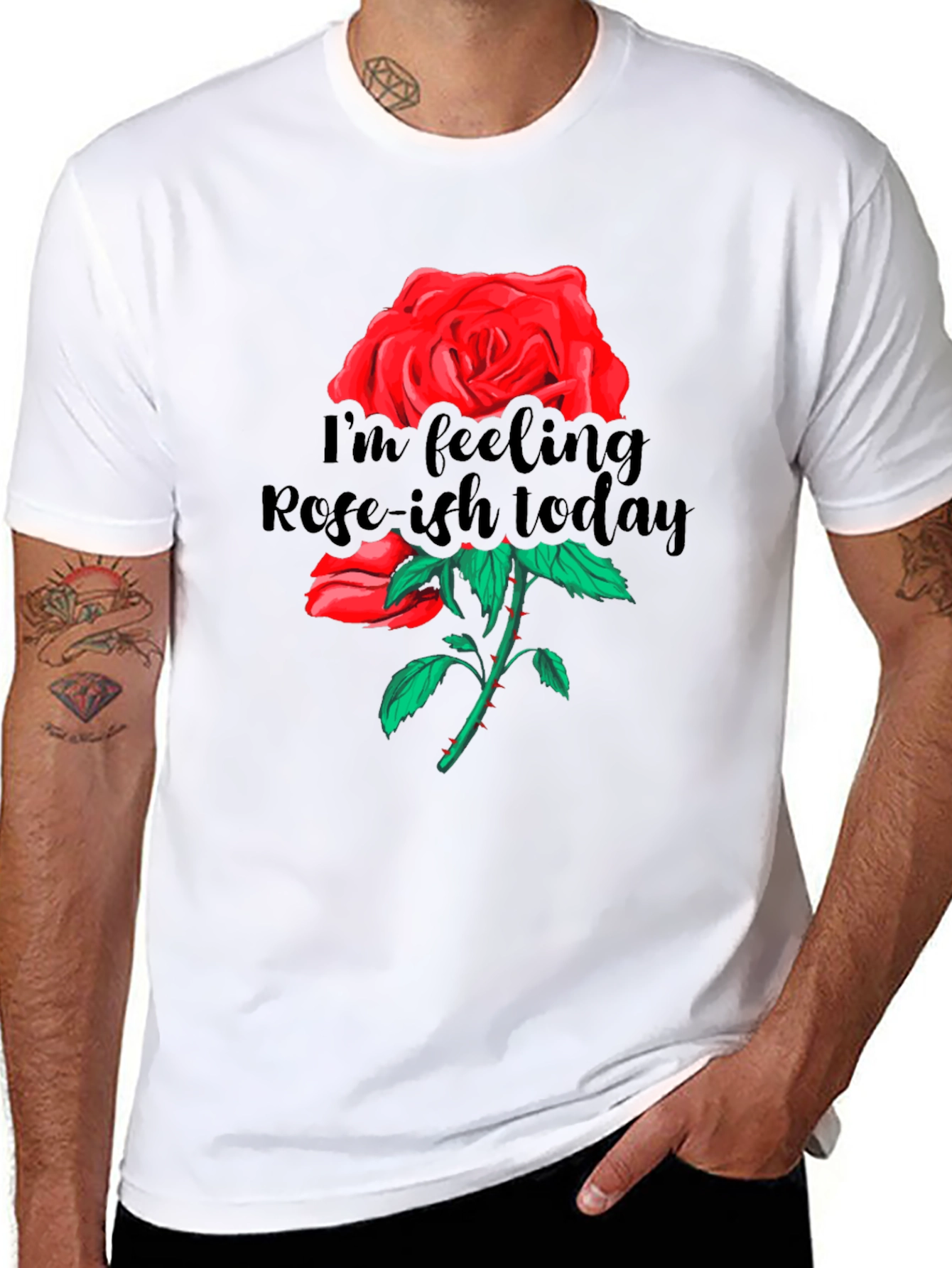 Rose-ish Today Graphic Black T-Shirt