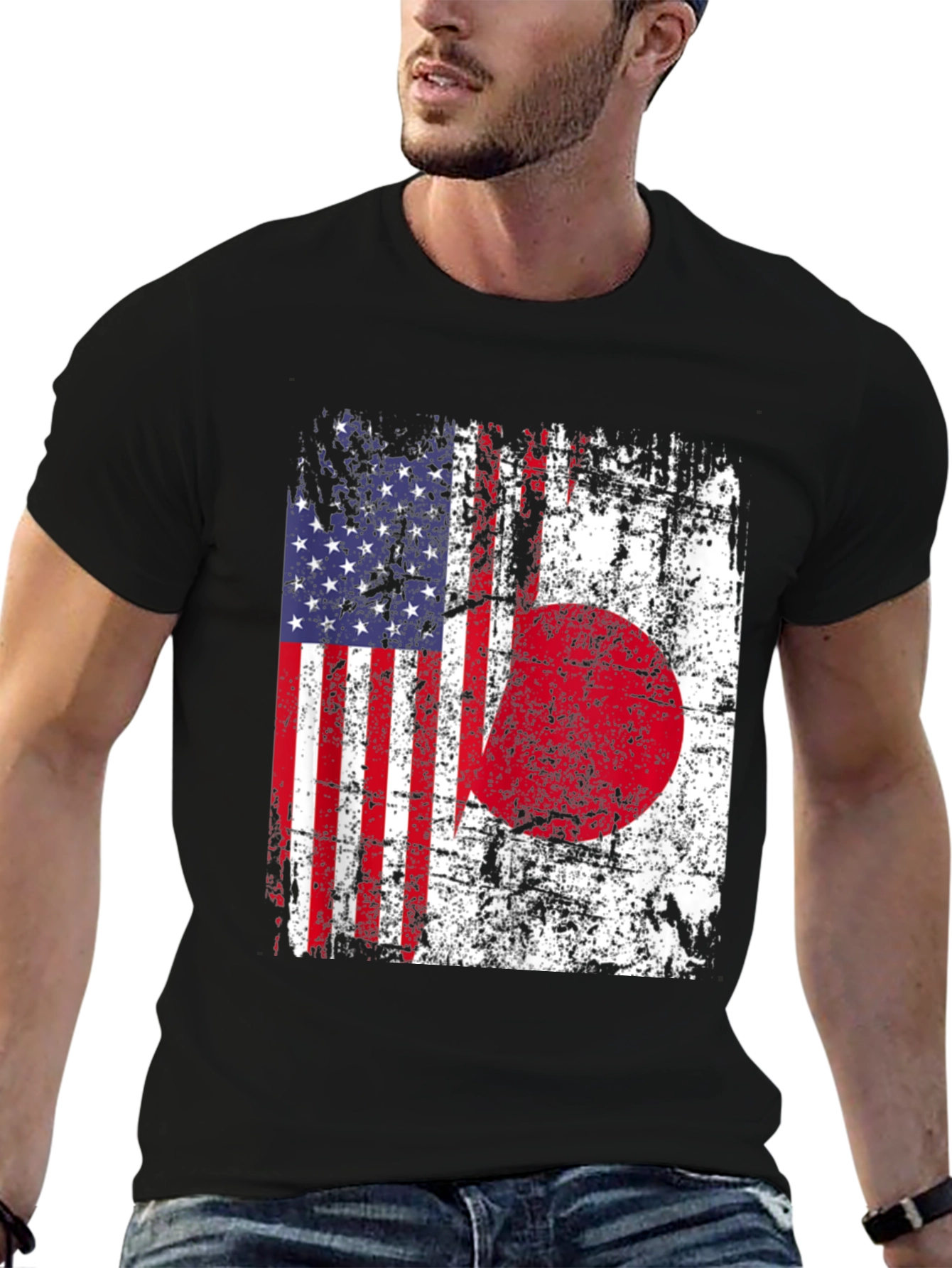 USA Japan Flag Graphic T-Shirt