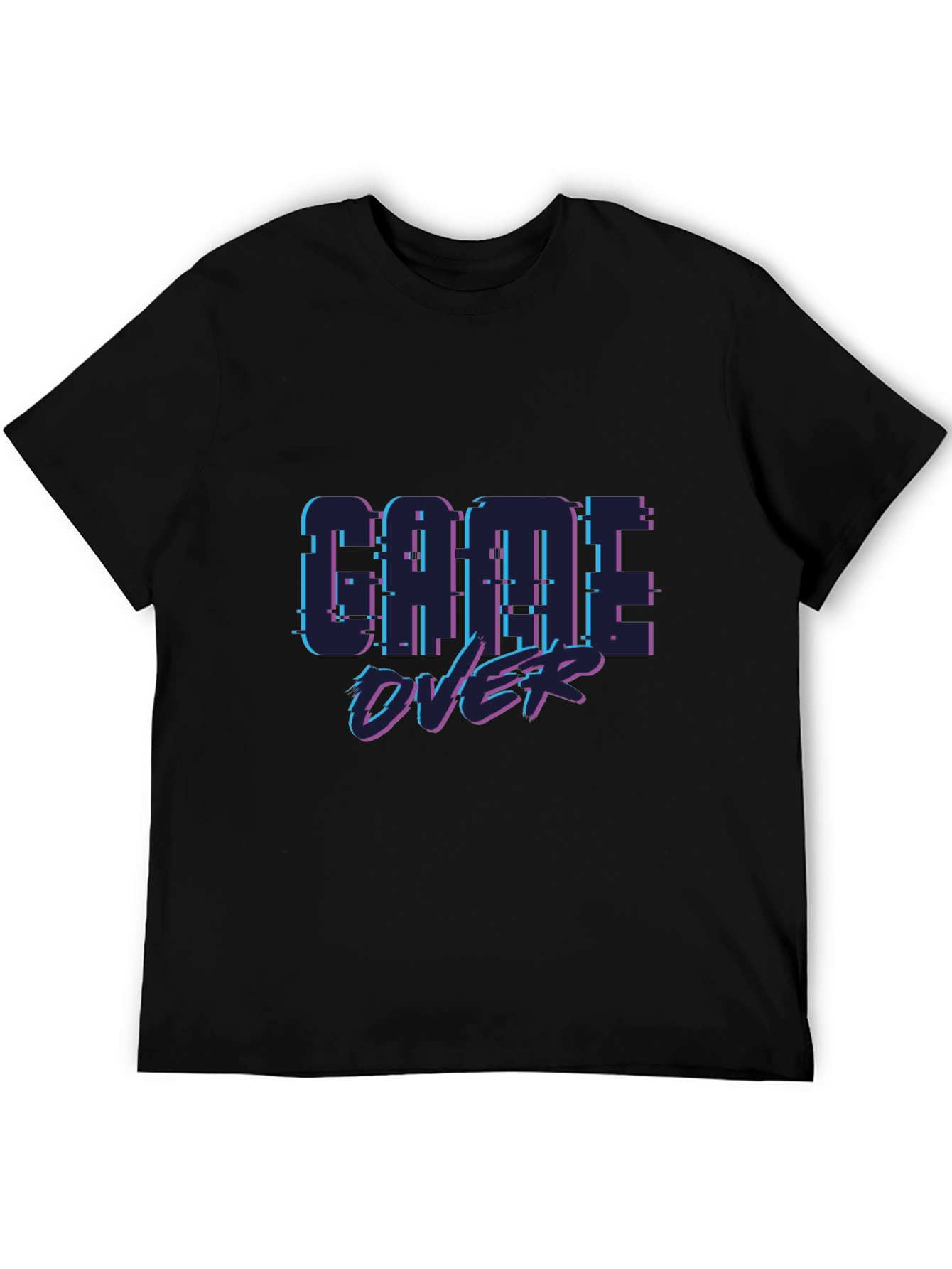 Game Over Pixel Art Black T-Shirt