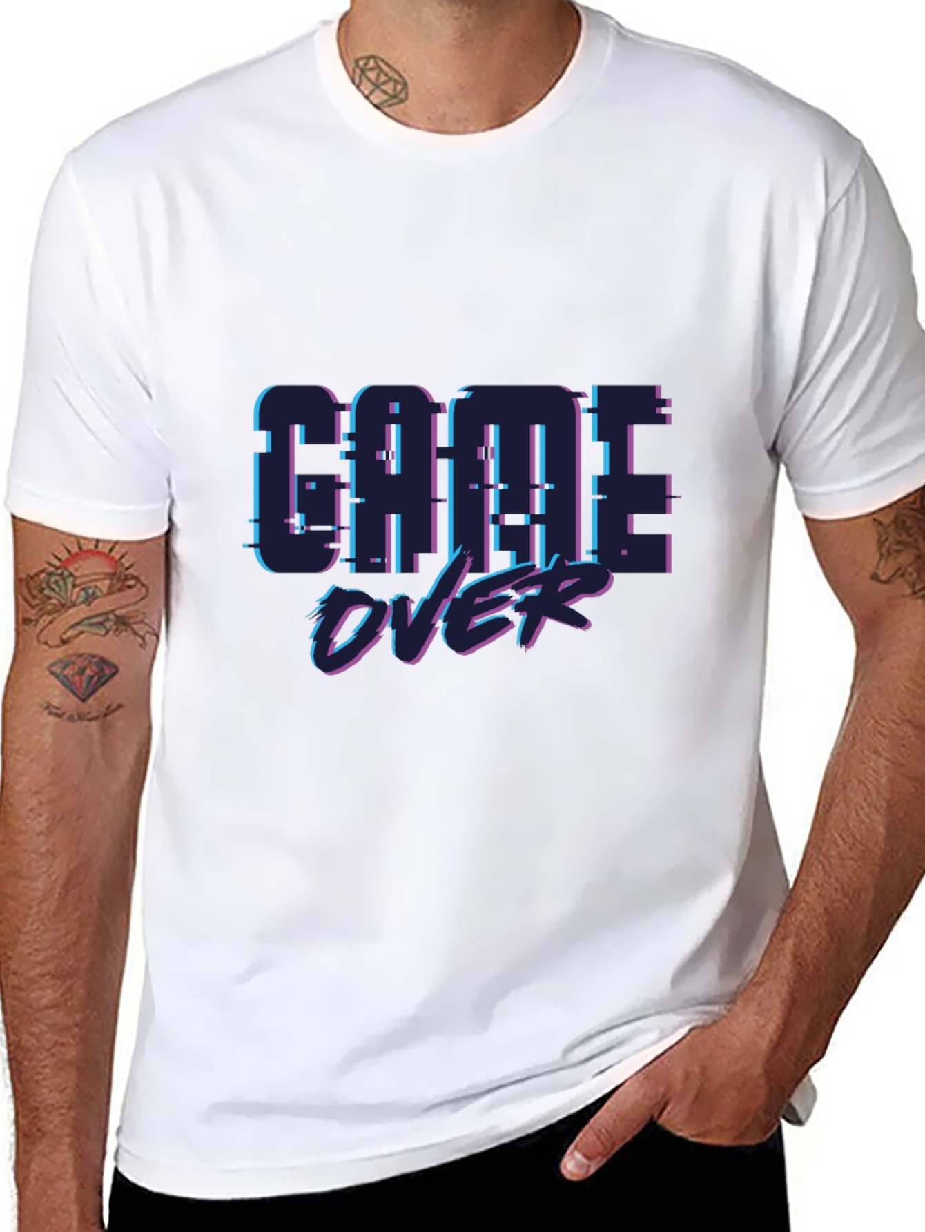 Game Over Pixel Art Black T-Shirt