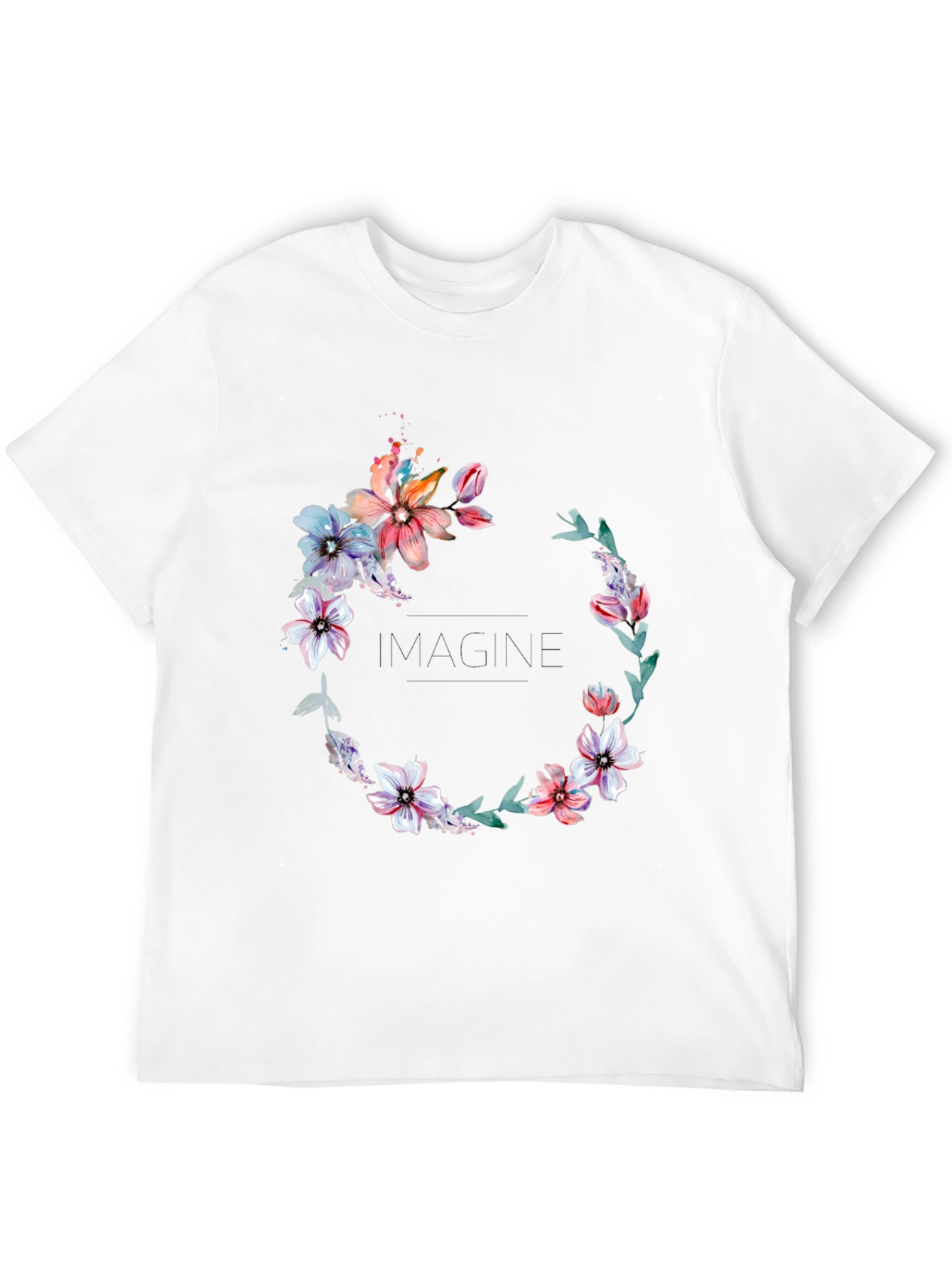 Floral Wreath Black T-Shirt - Imagine
