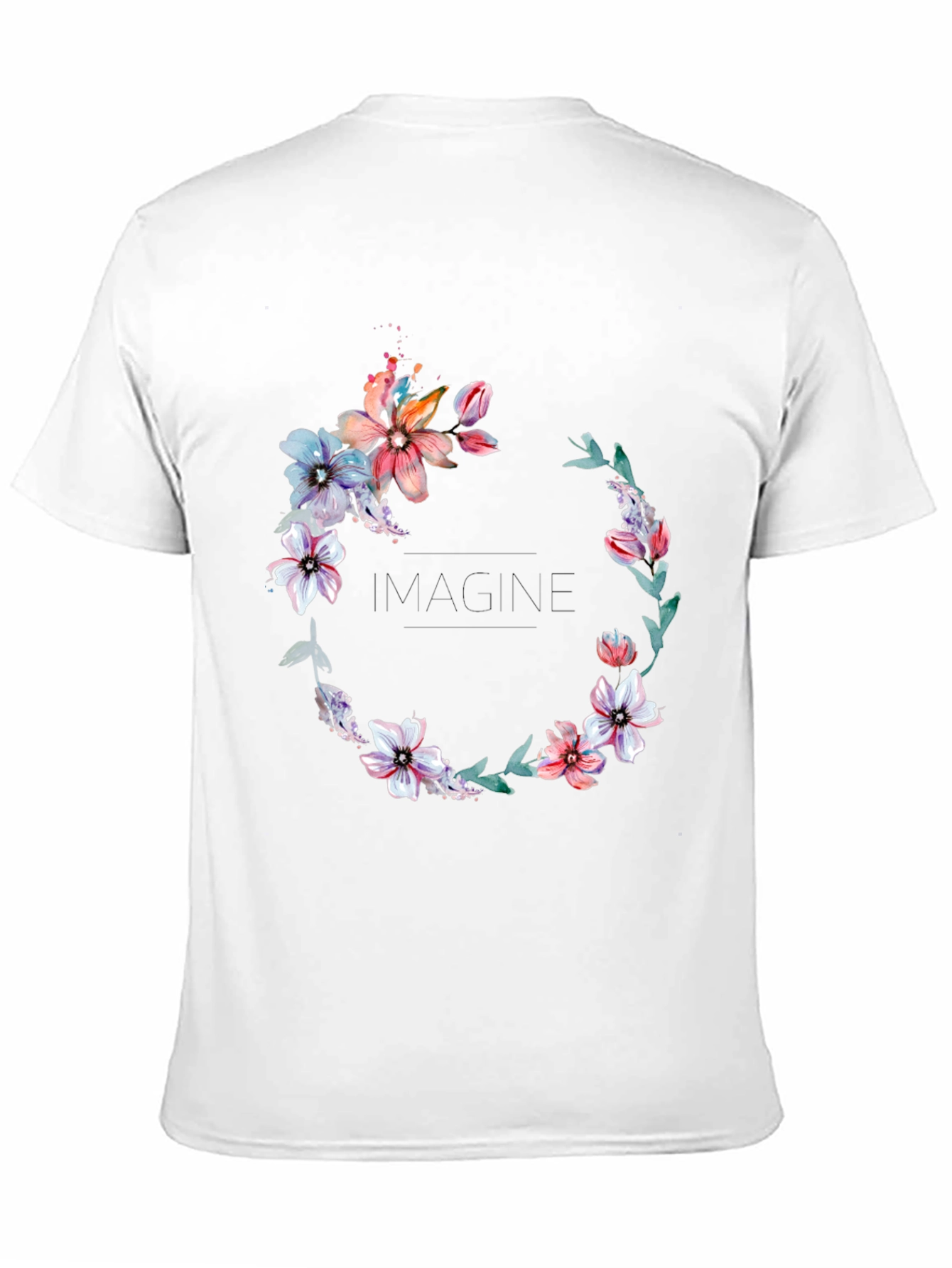 Floral Wreath Black T-Shirt - Imagine