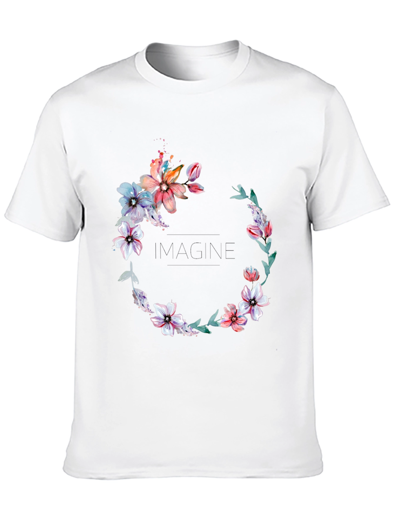 Floral Wreath Black T-Shirt - Imagine