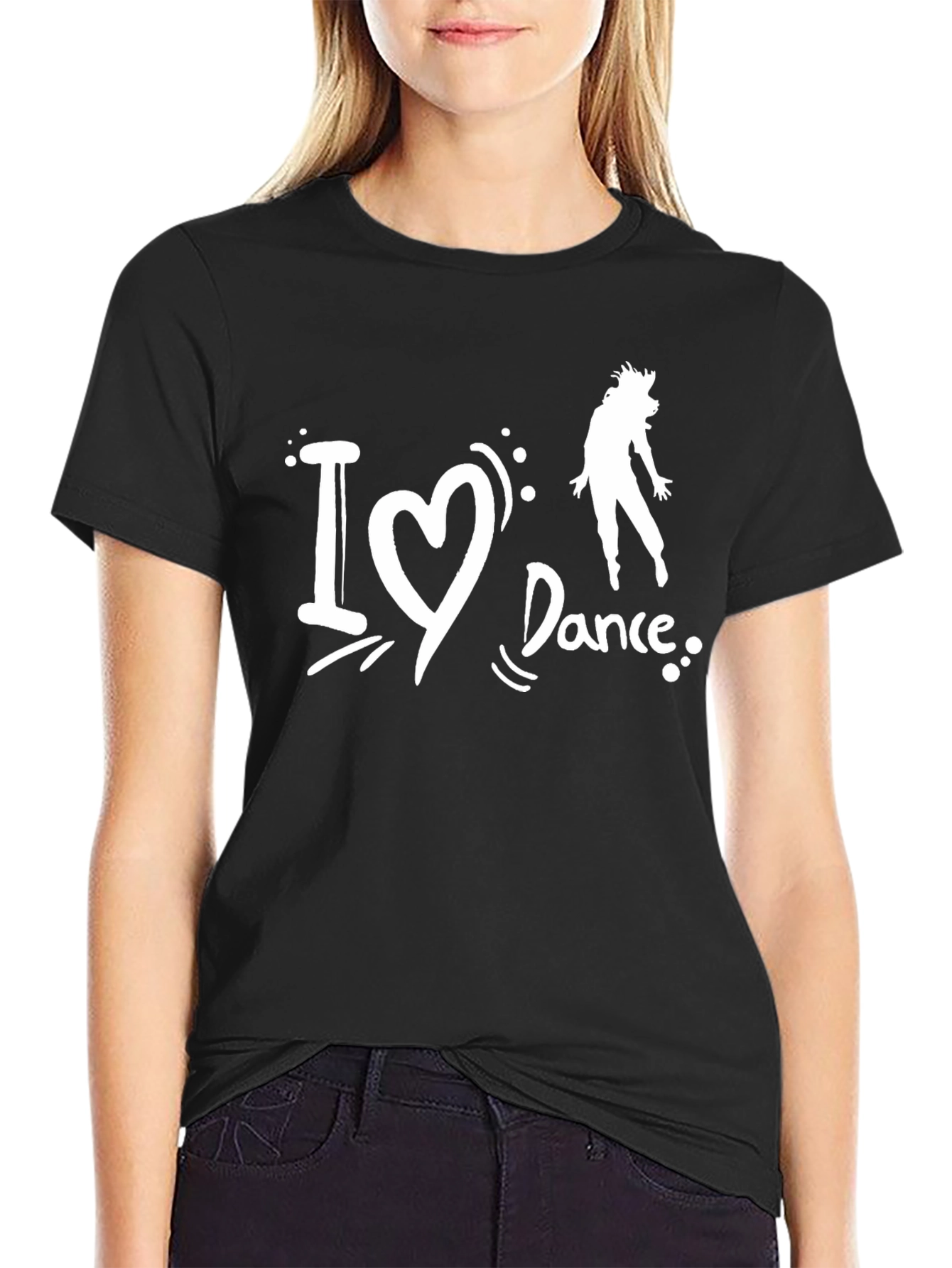 I Love Dance Black Graphic T-Shirt