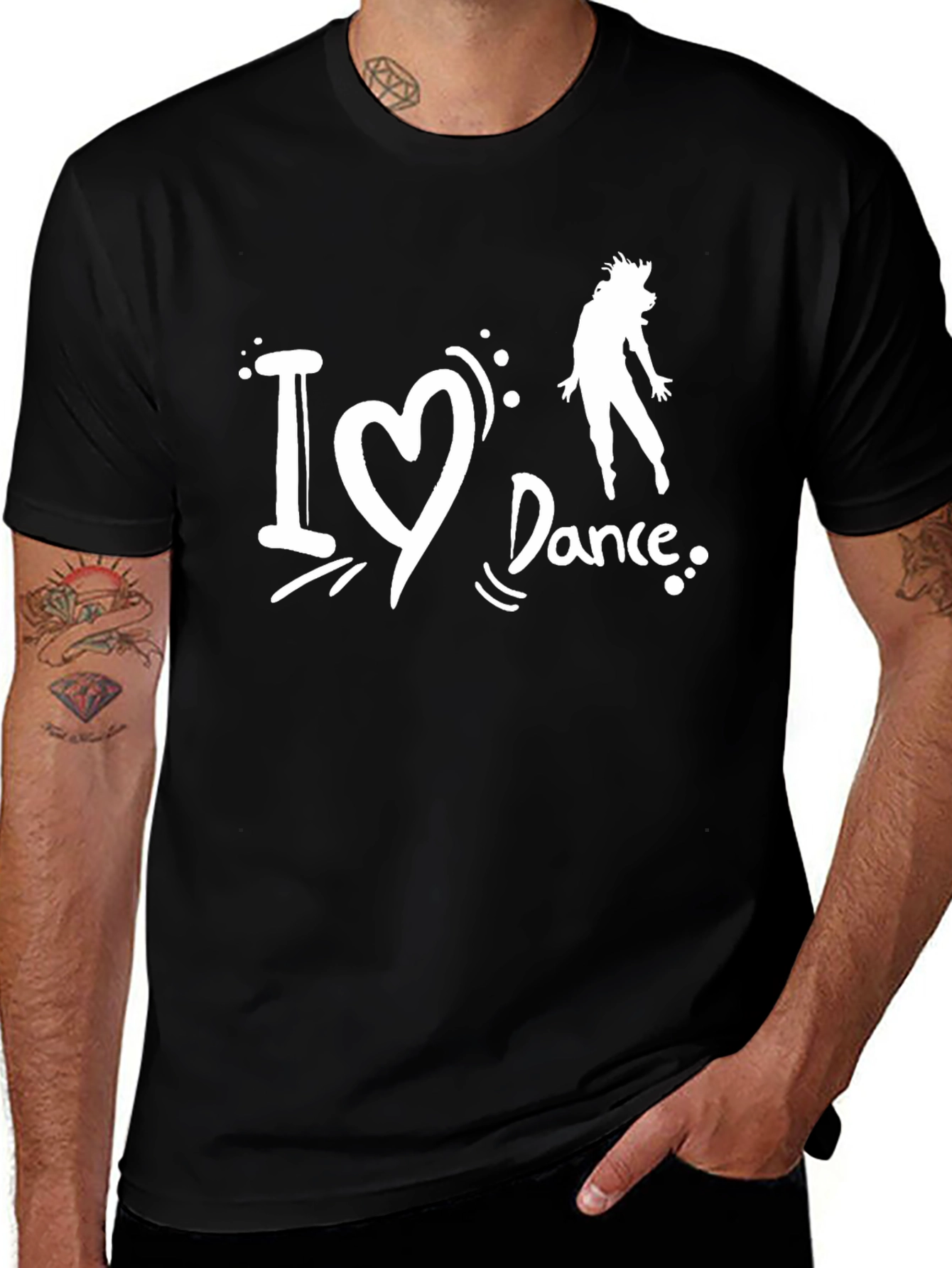 I Love Dance Black Graphic T-Shirt