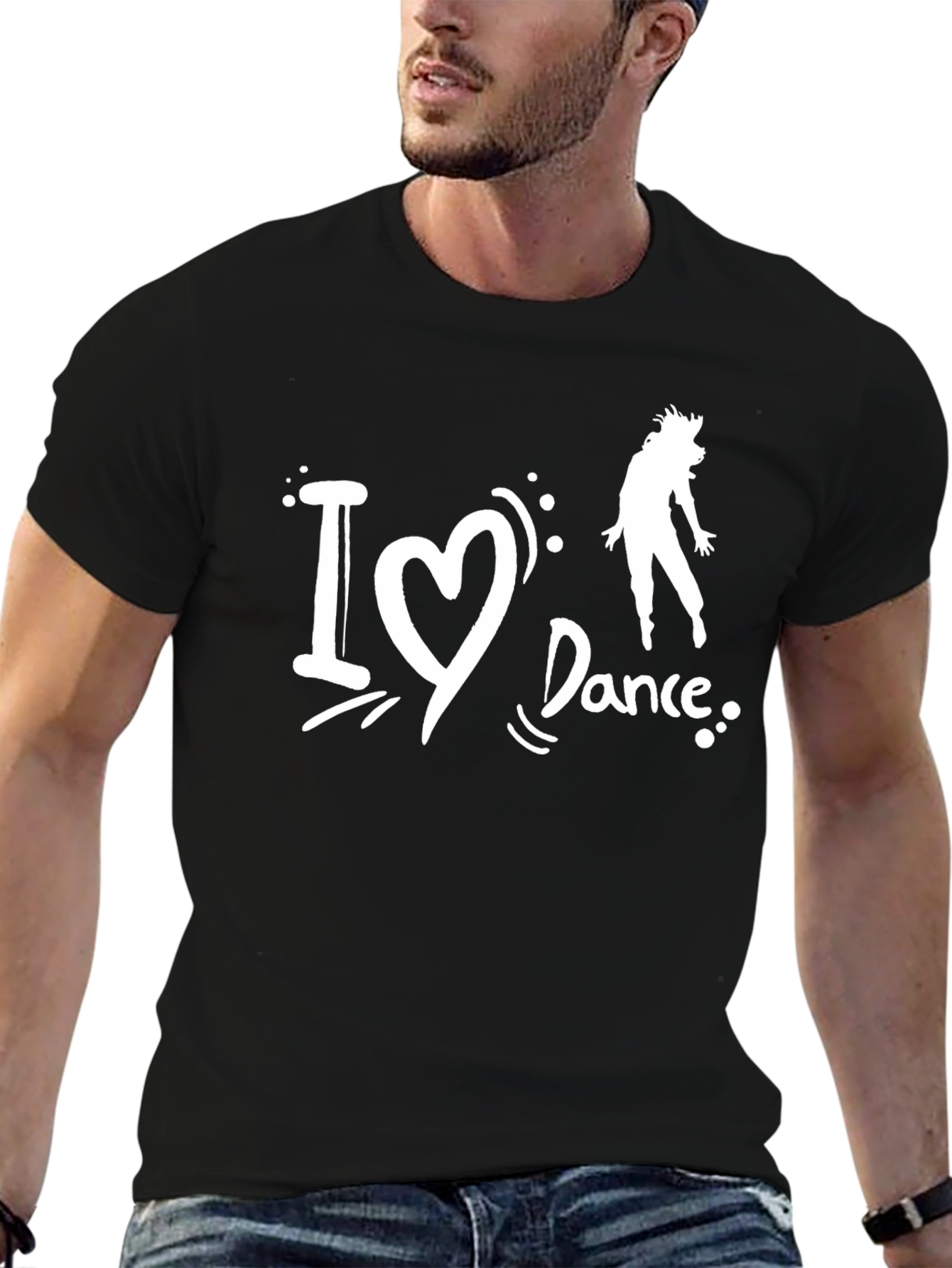 I Love Dance Black Graphic T-Shirt
