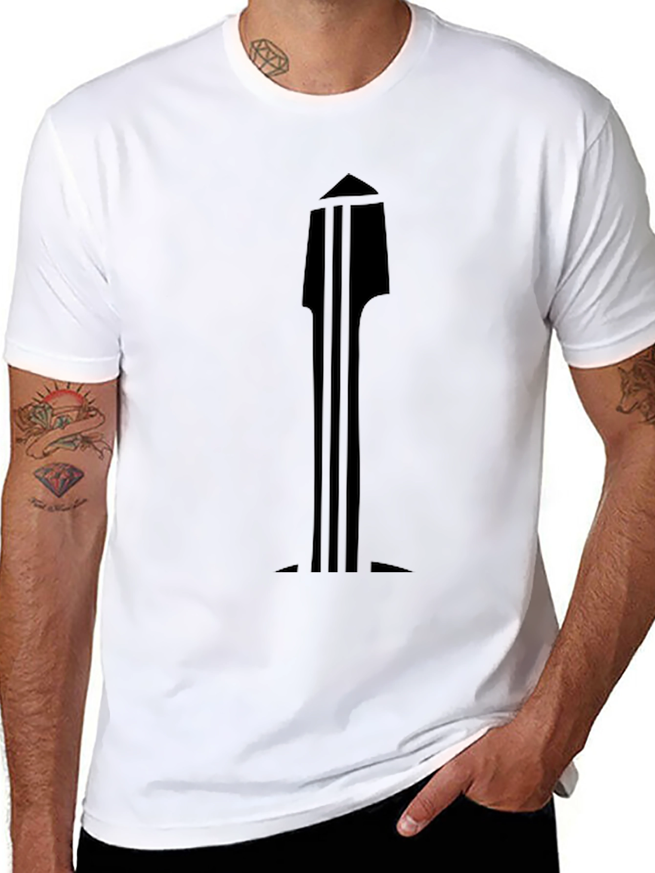 Minimalist Black Guitar Neck Graphic T-Shirt