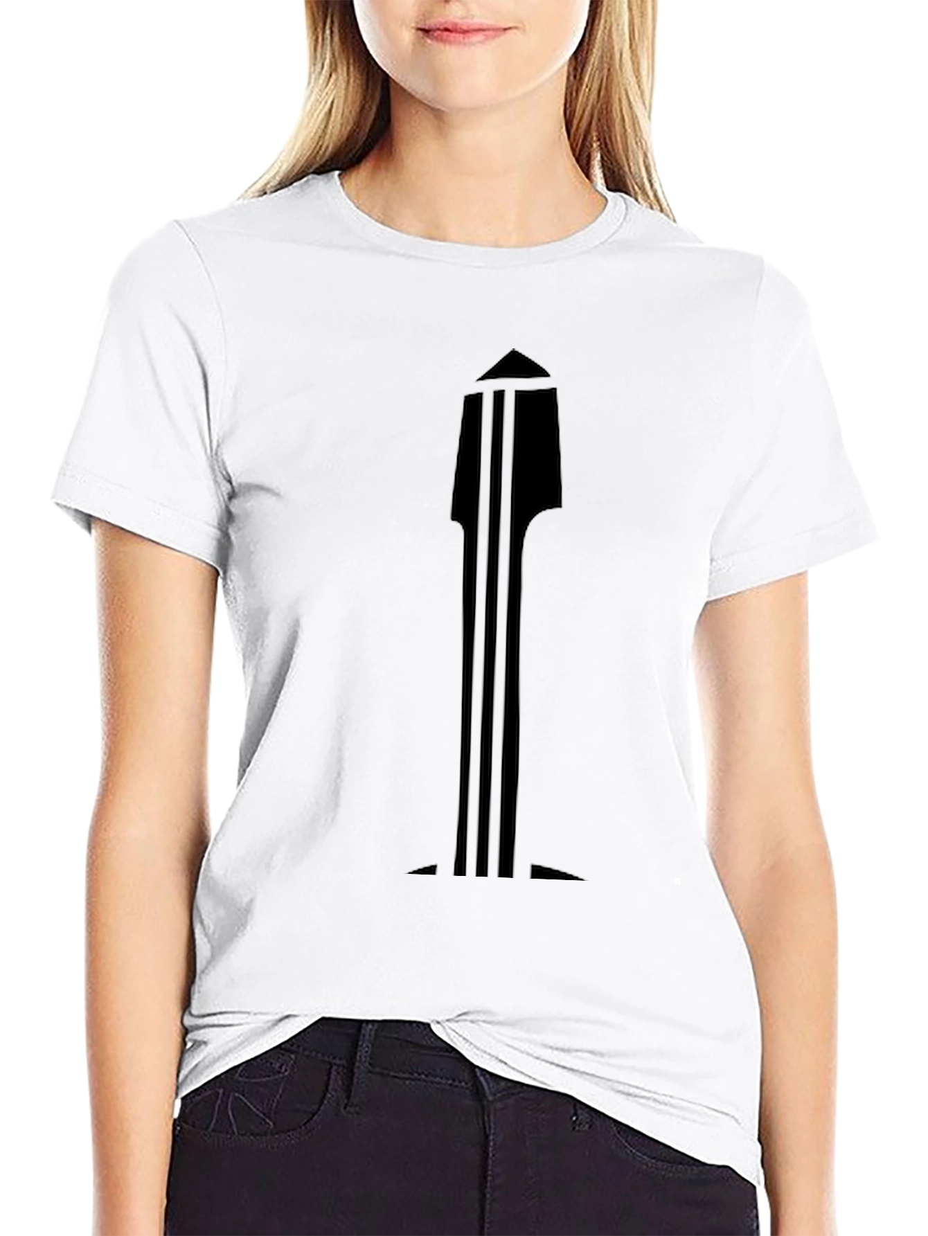 Minimalist Black Guitar Neck Graphic T-Shirt