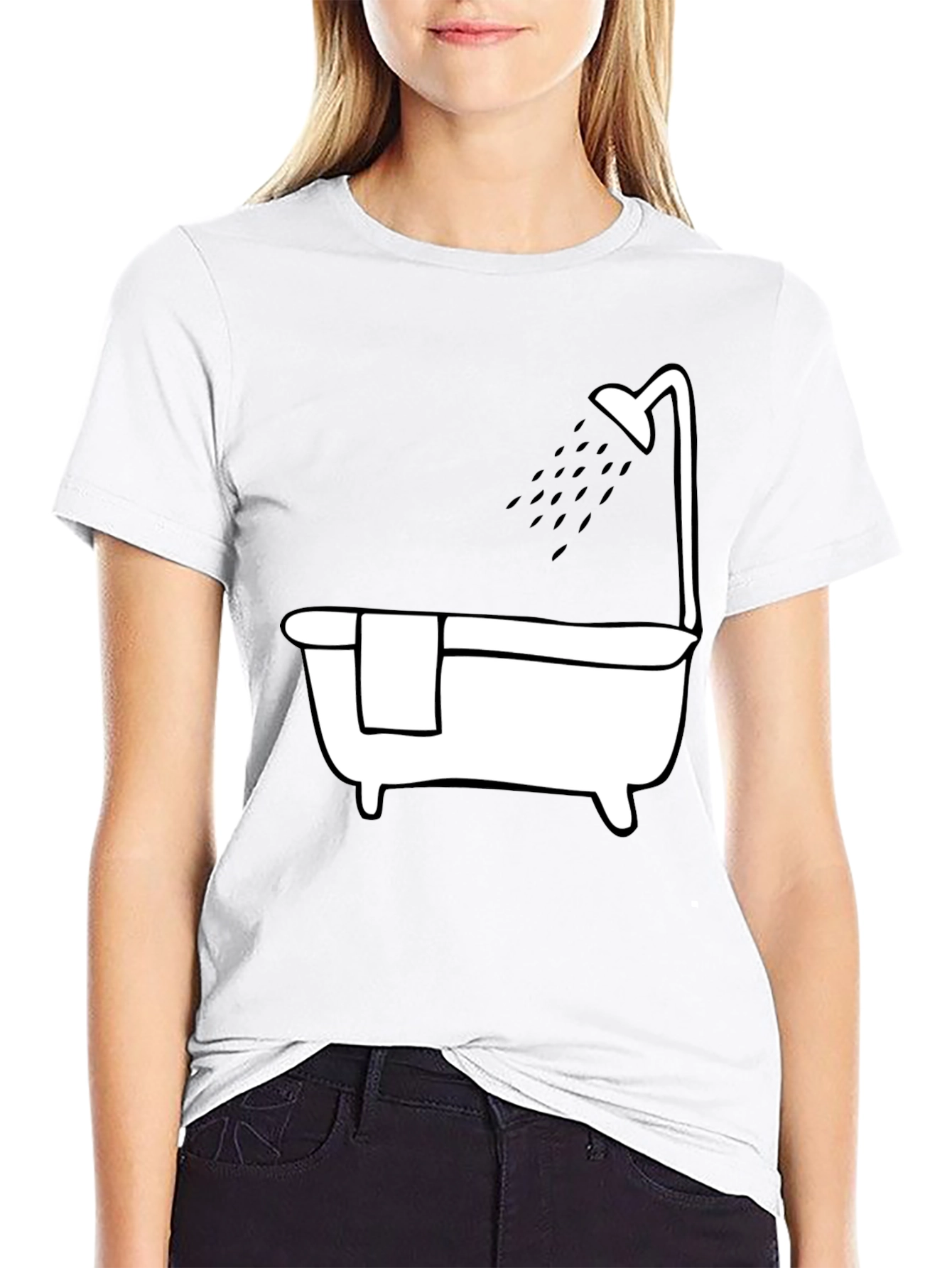 Bathtub Shower Tee - Relaxing Black Cotton T-Shirt