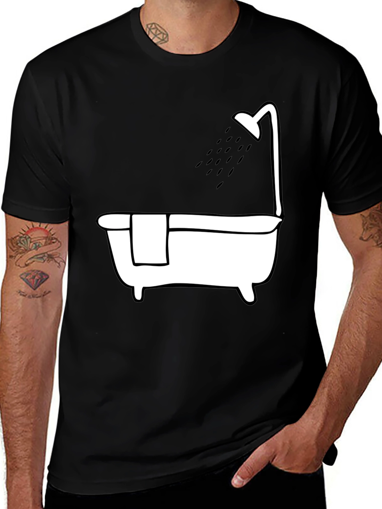 Bathtub Shower Tee - Relaxing Black Cotton T-Shirt