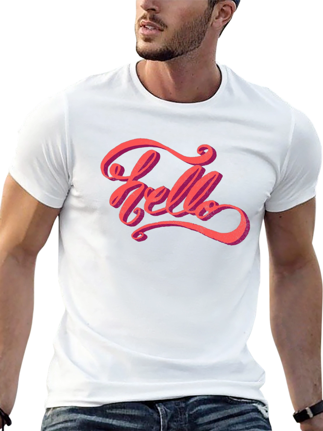 Hello Graphic Tee - Stylish Mens Black T-Shirt
