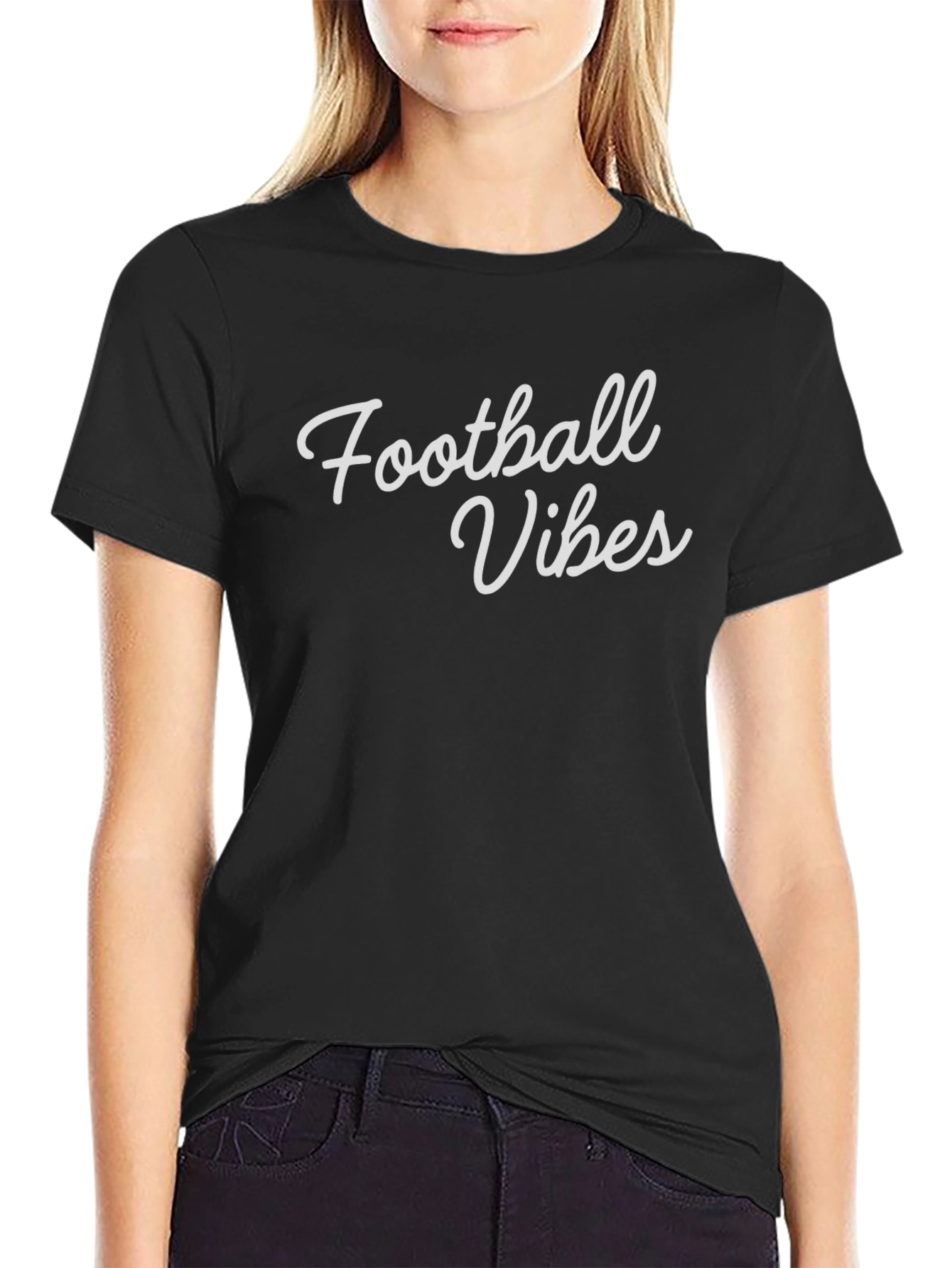 Football Vibes Graphic Tee - Soft Black T-Shirt