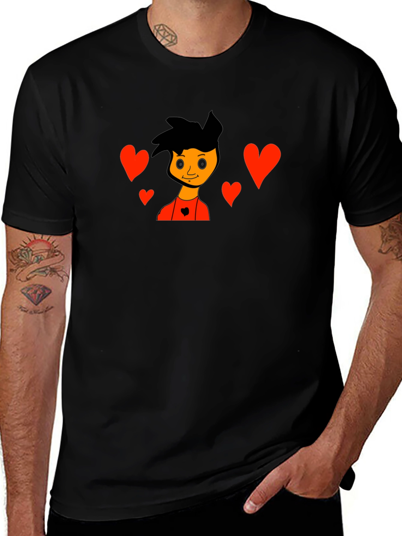 Cartoon Heart T-Shirt - Black