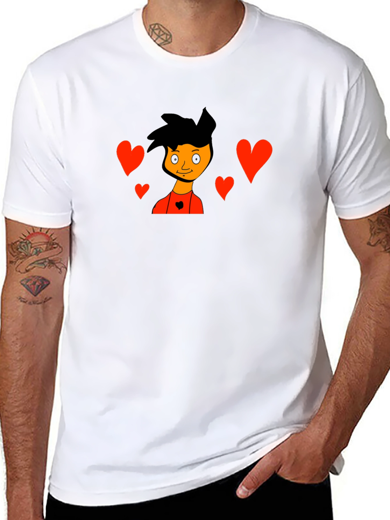 Cartoon Heart T-Shirt - Black