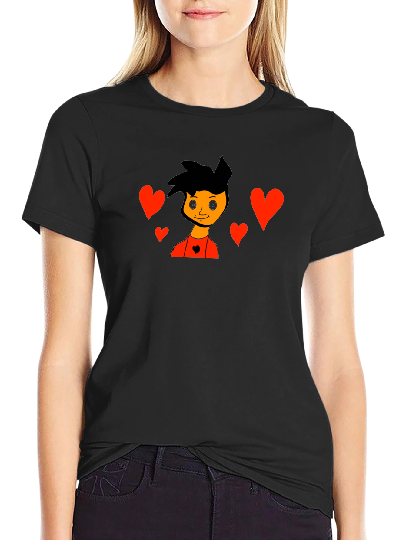 Cartoon Heart T-Shirt - Black