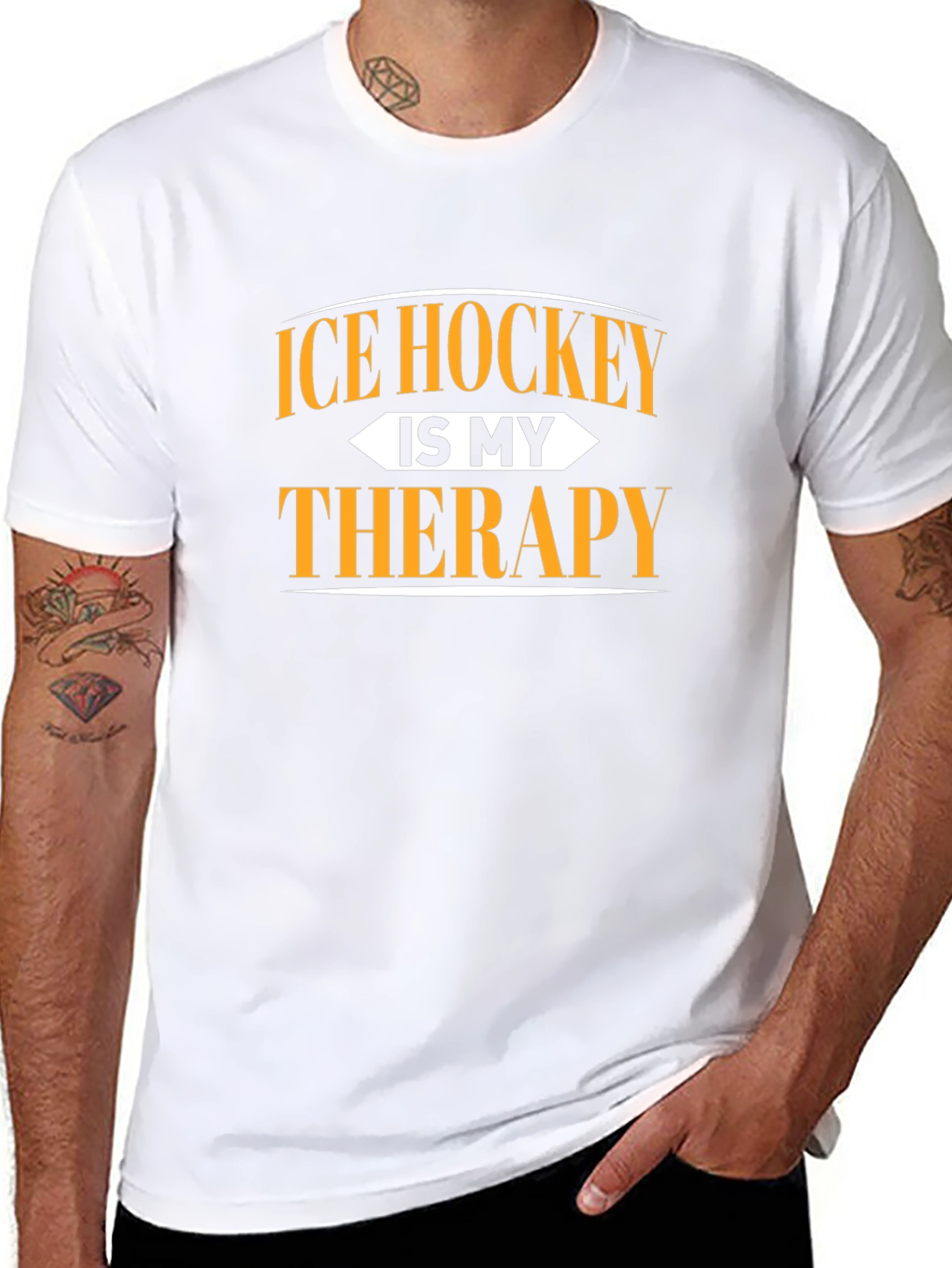 Ice Hockey is My Therapy Black Graphic Tee