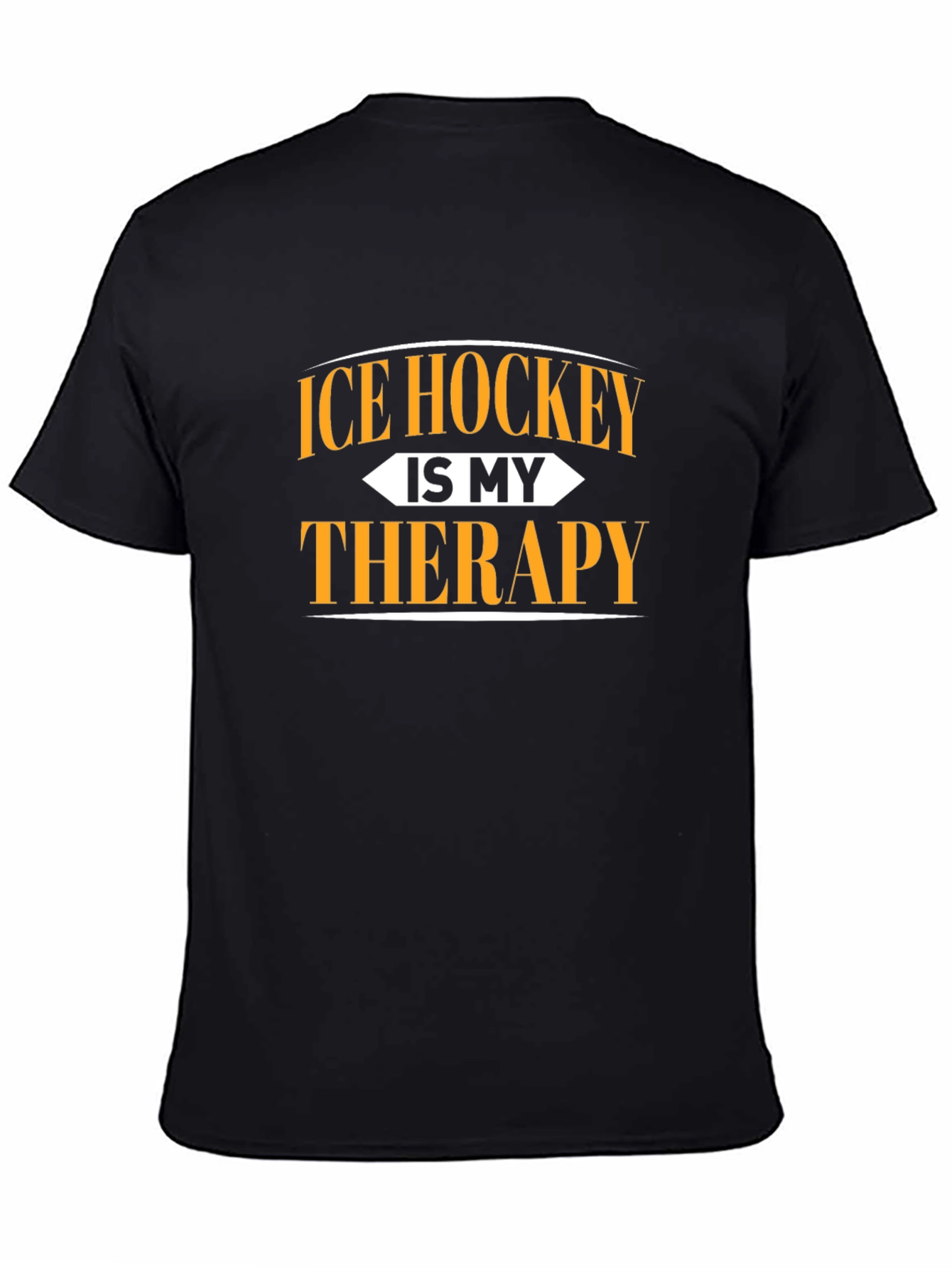 Ice Hockey is My Therapy Black Graphic Tee
