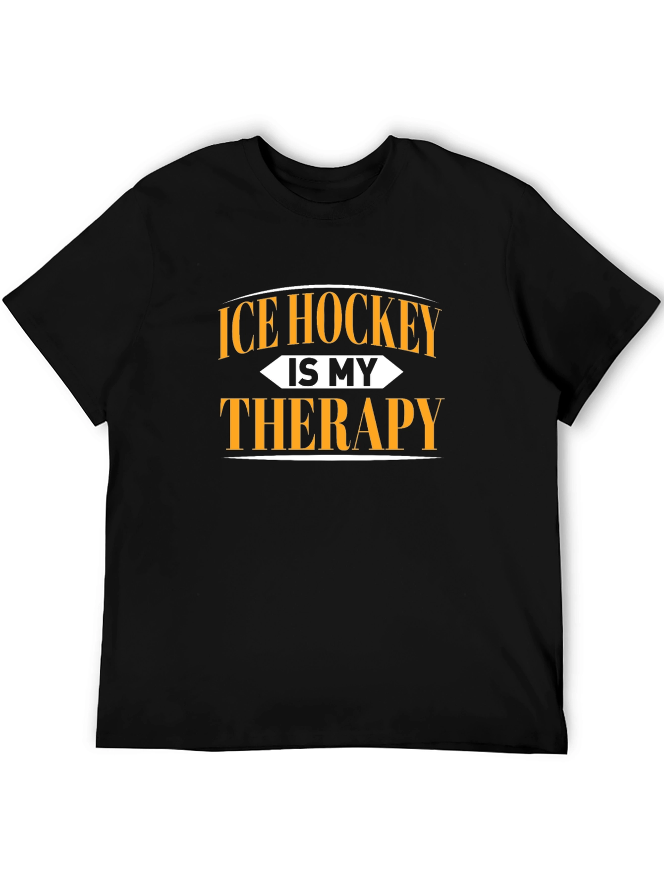 Ice Hockey is My Therapy Black Graphic Tee