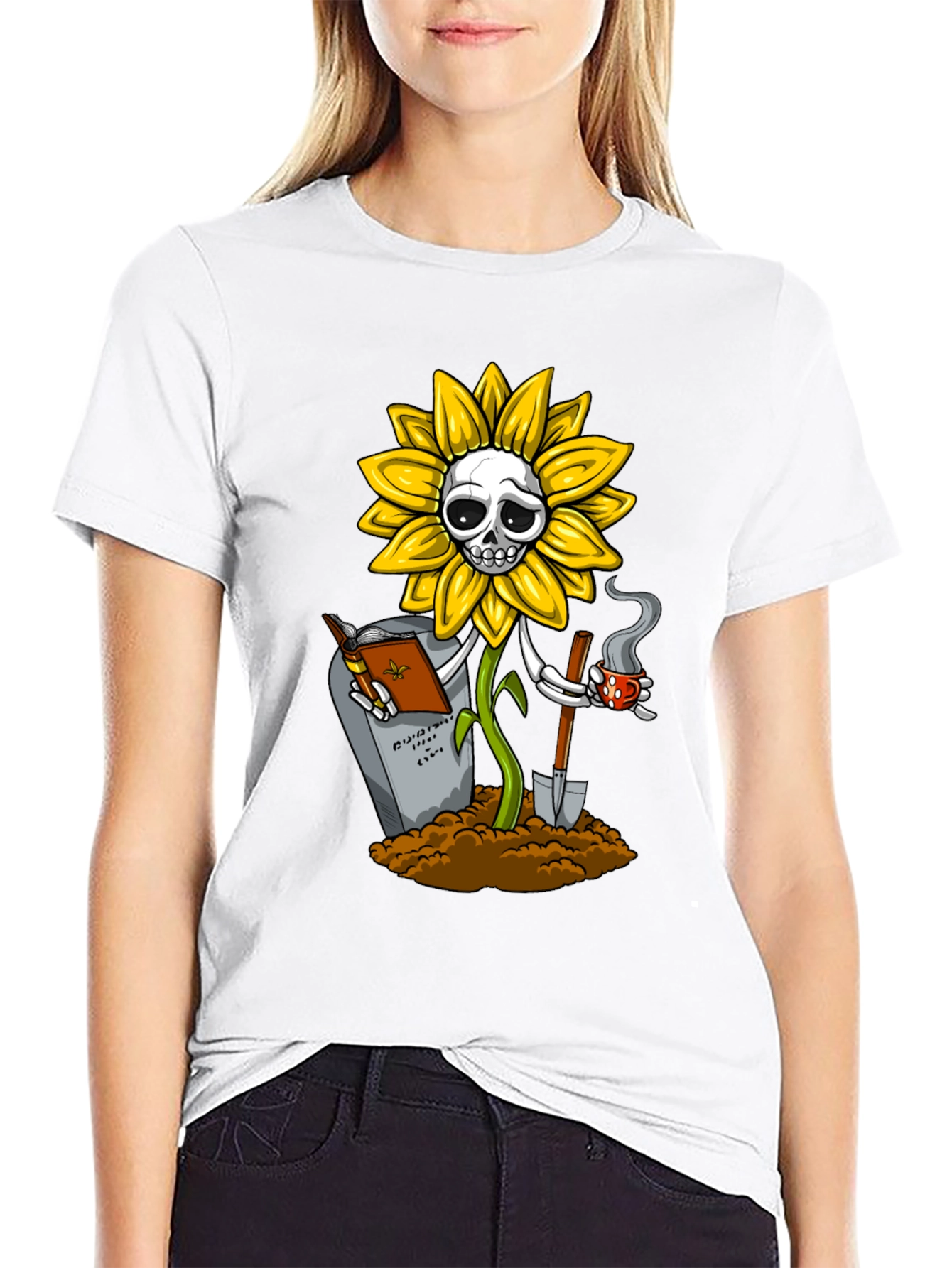 Sunflower Skeleton Graphic Tee
