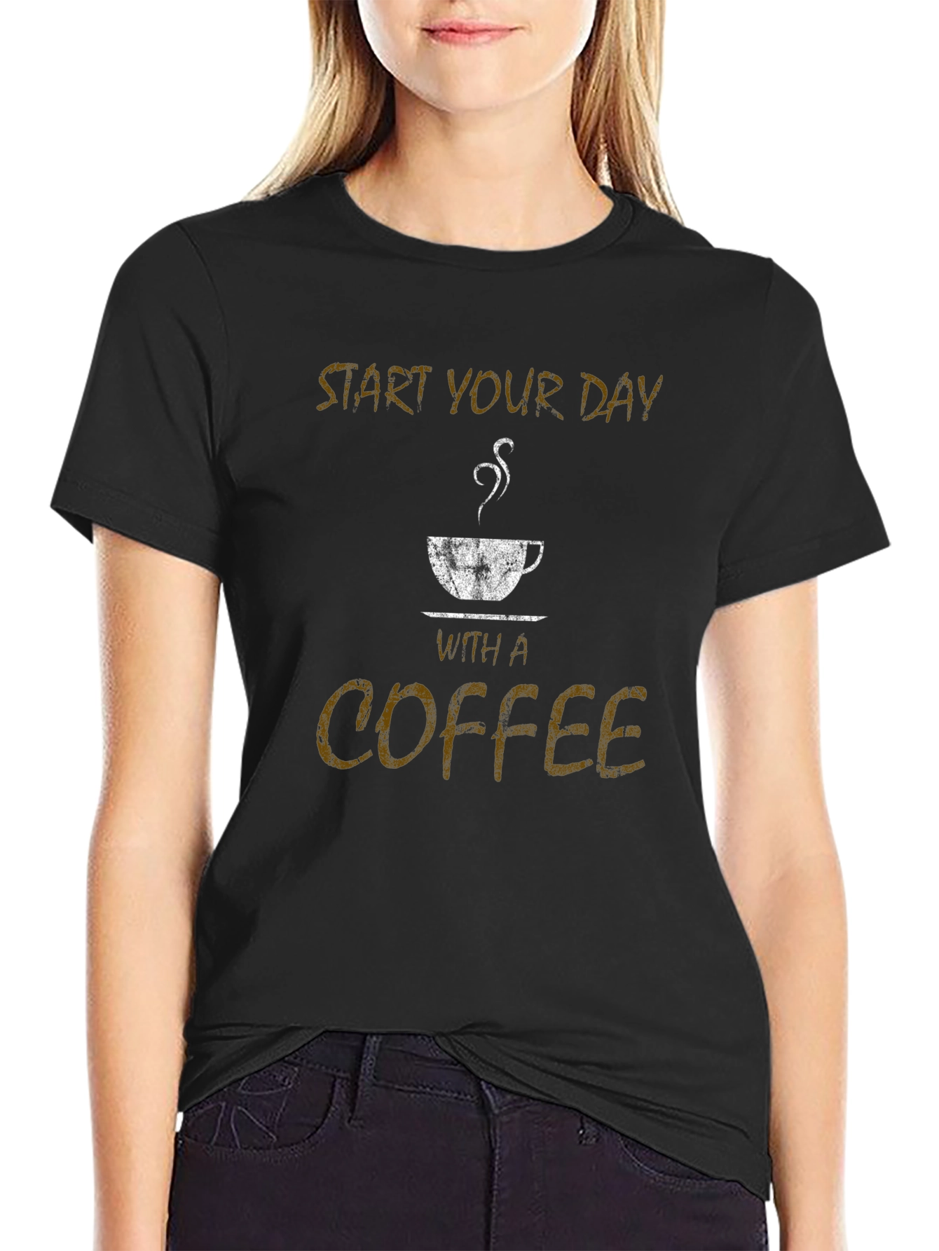 Start Your Day With Coffee Black T-Shirt