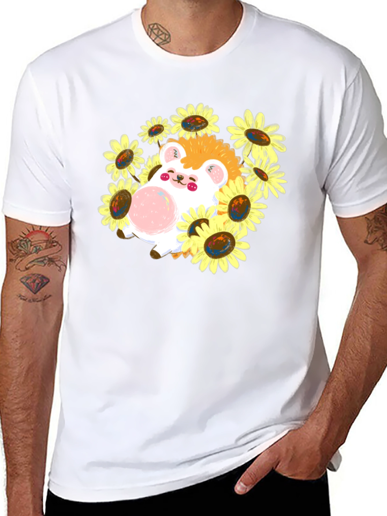 Cute Hedgehog Sunflower T-Shirt