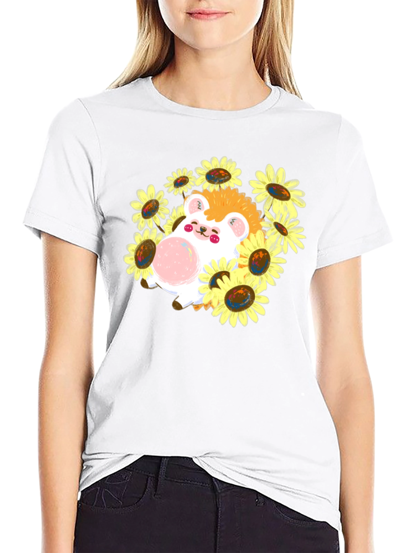 Cute Hedgehog Sunflower T-Shirt