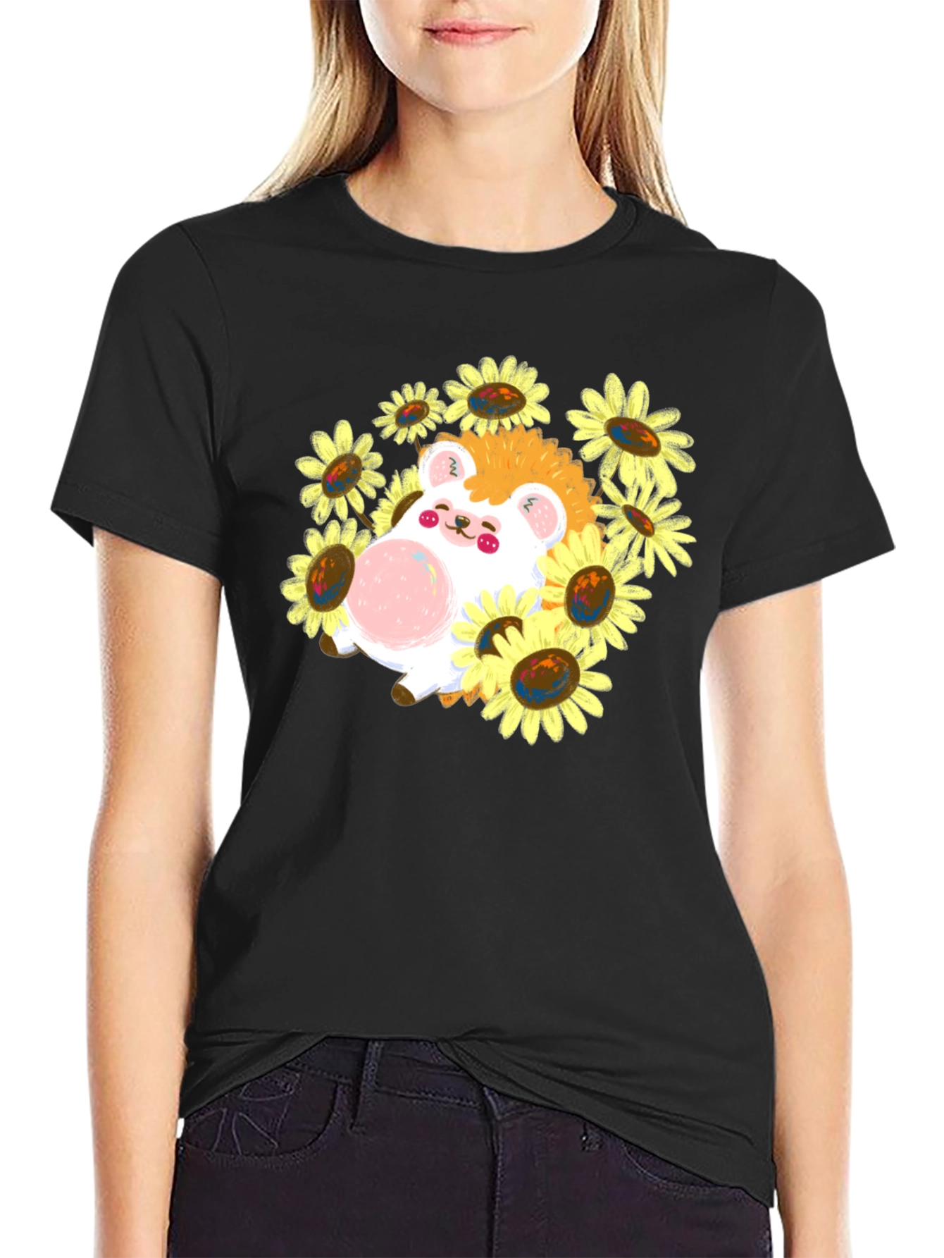 Cute Hedgehog Sunflower T-Shirt