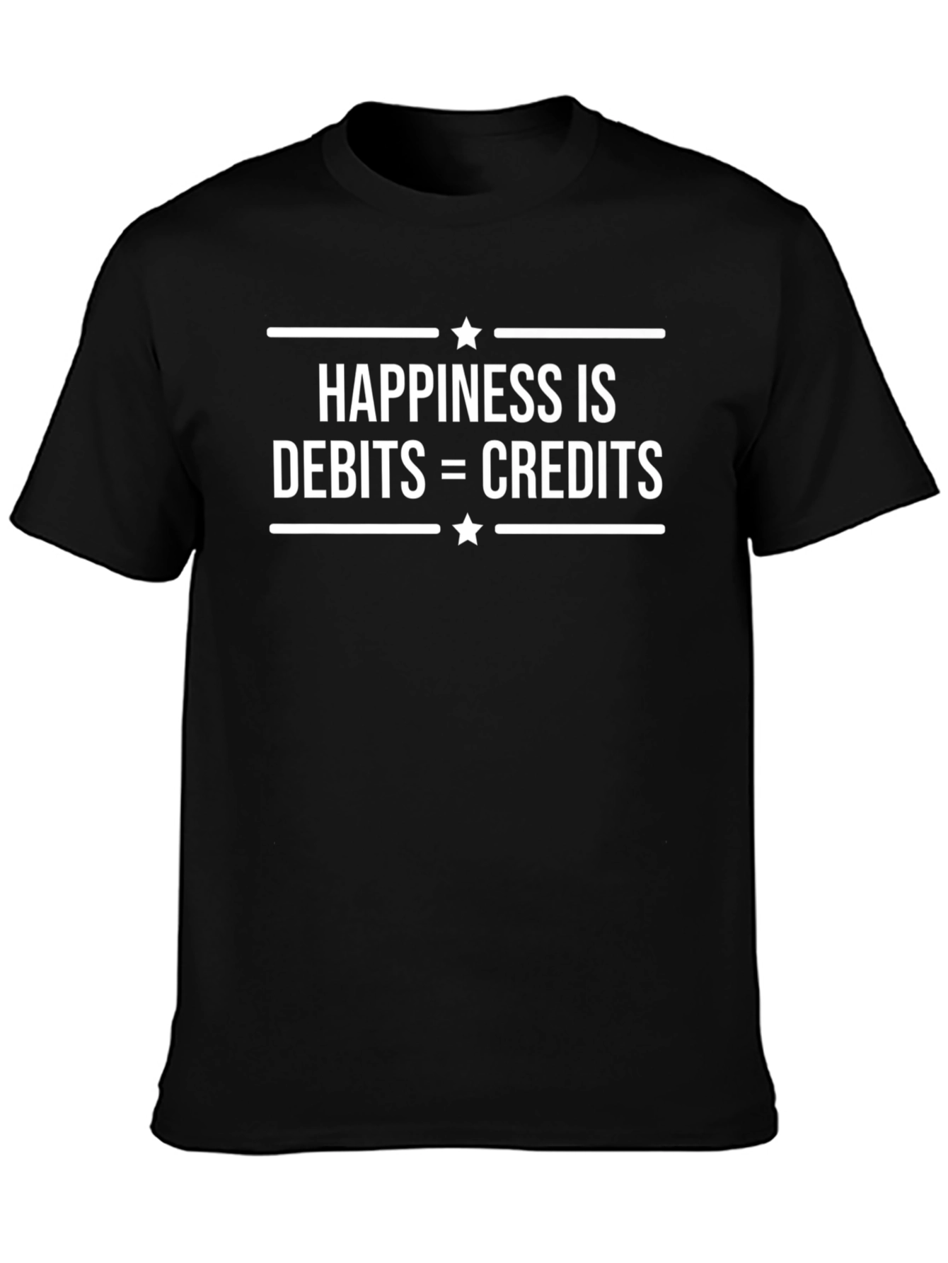 Happiness Is Debits = Credits Black T-Shirt