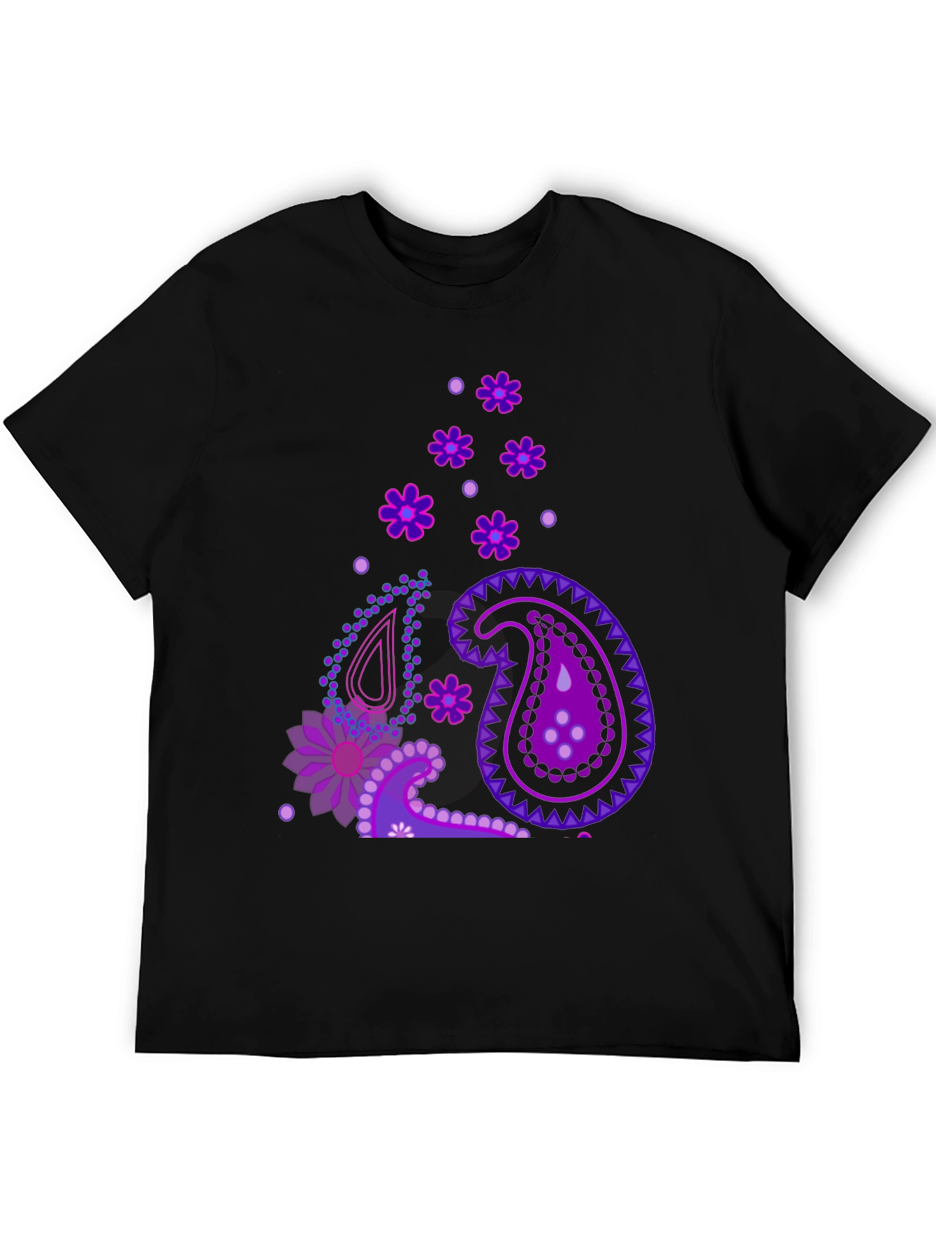 Paisley Pattern Black T-Shirt