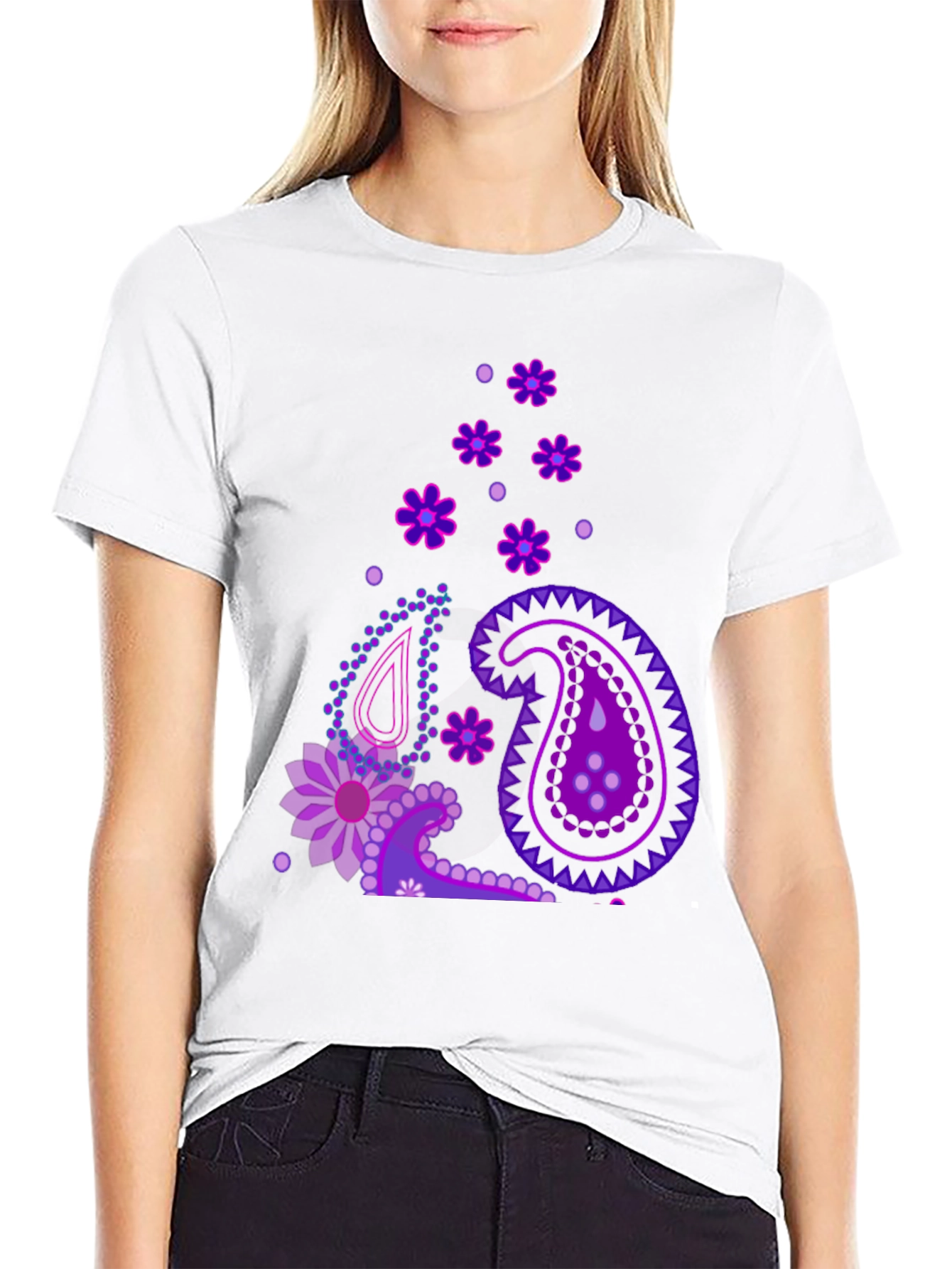 Paisley Pattern Black T-Shirt