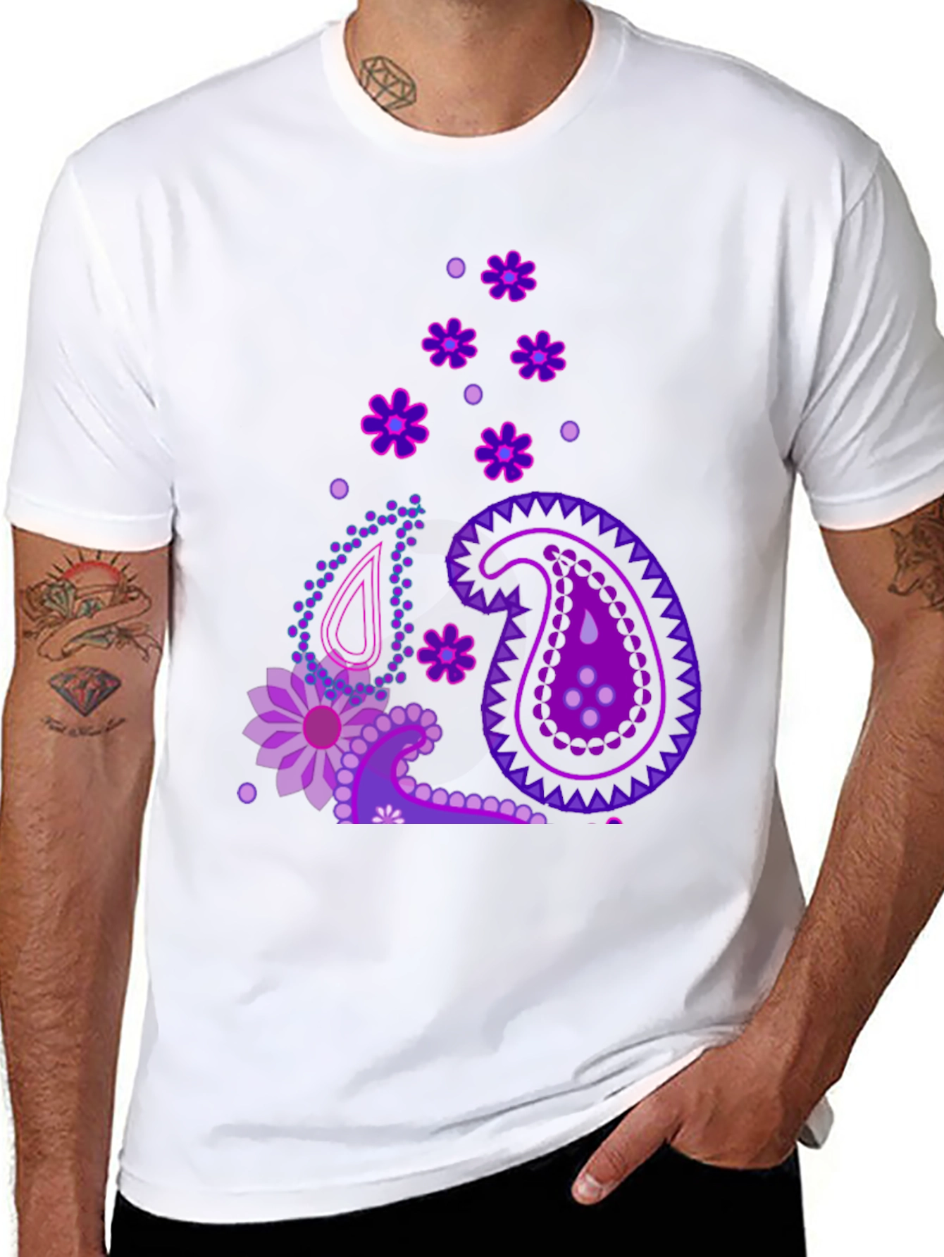 Paisley Pattern Black T-Shirt