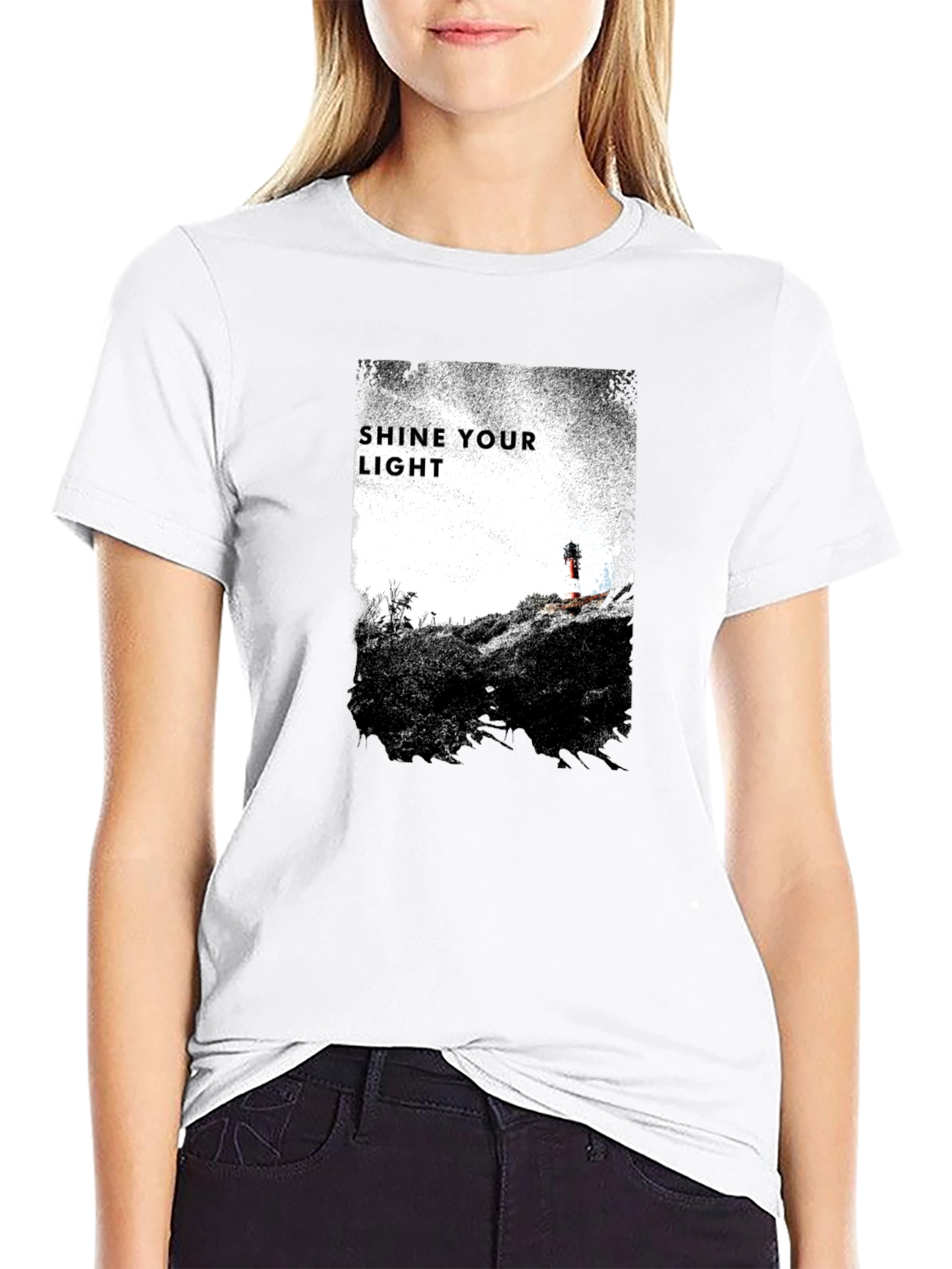 Shine Your Light Graphic Tee - Black Cotton T-Shirt