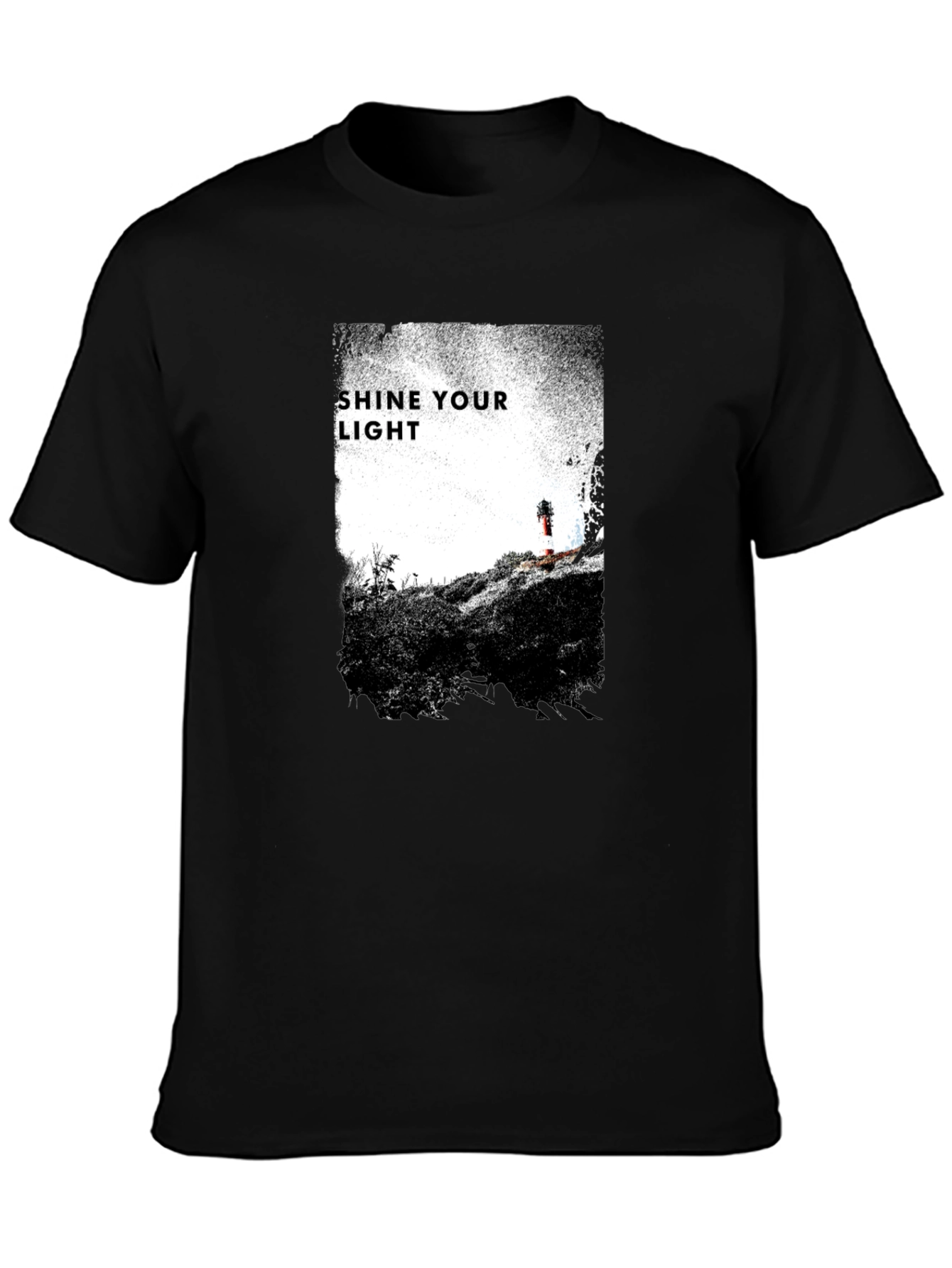 Shine Your Light Graphic Tee - Black Cotton T-Shirt