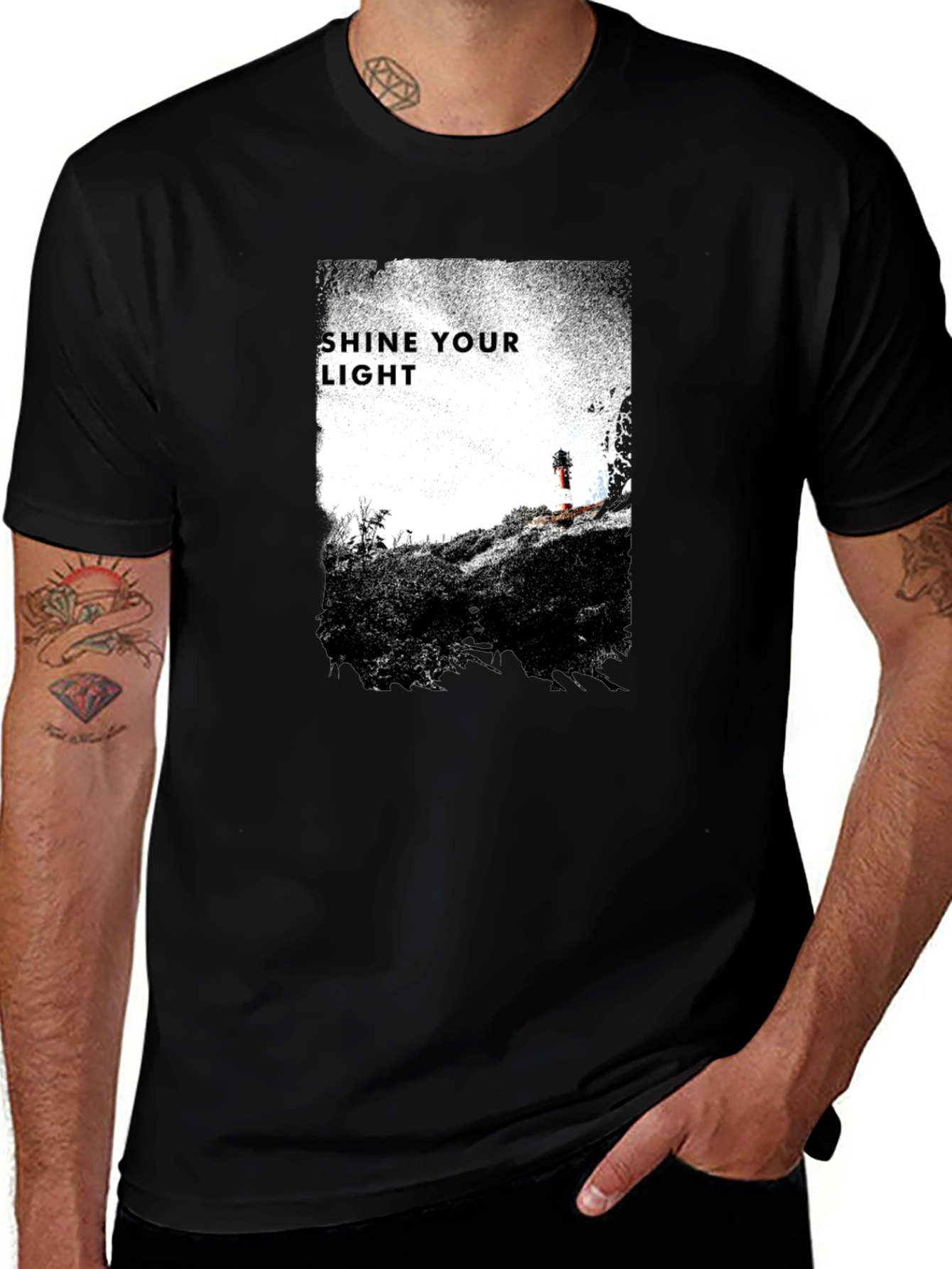 Shine Your Light Graphic Tee - Black Cotton T-Shirt