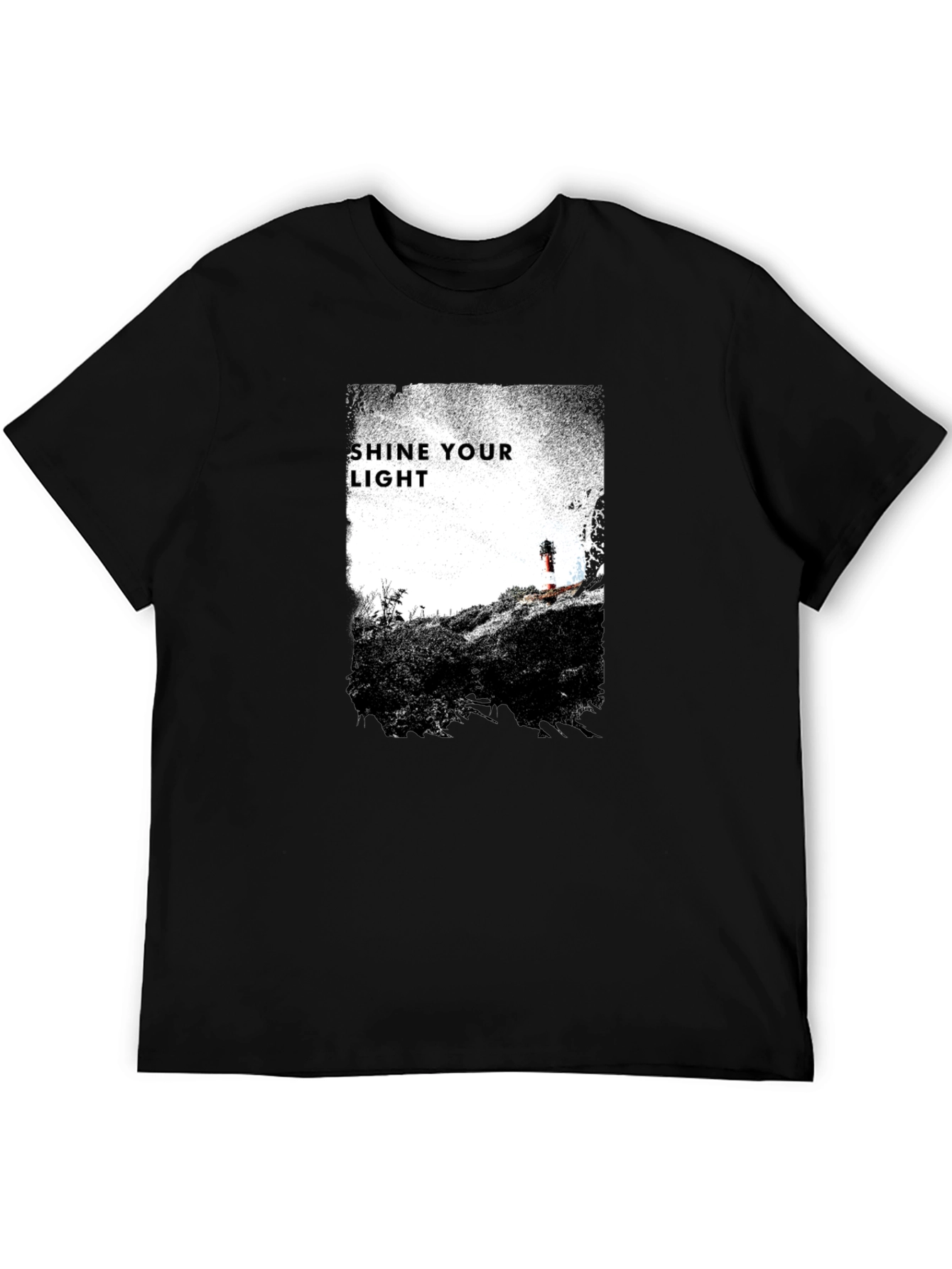 Shine Your Light Graphic Tee - Black Cotton T-Shirt
