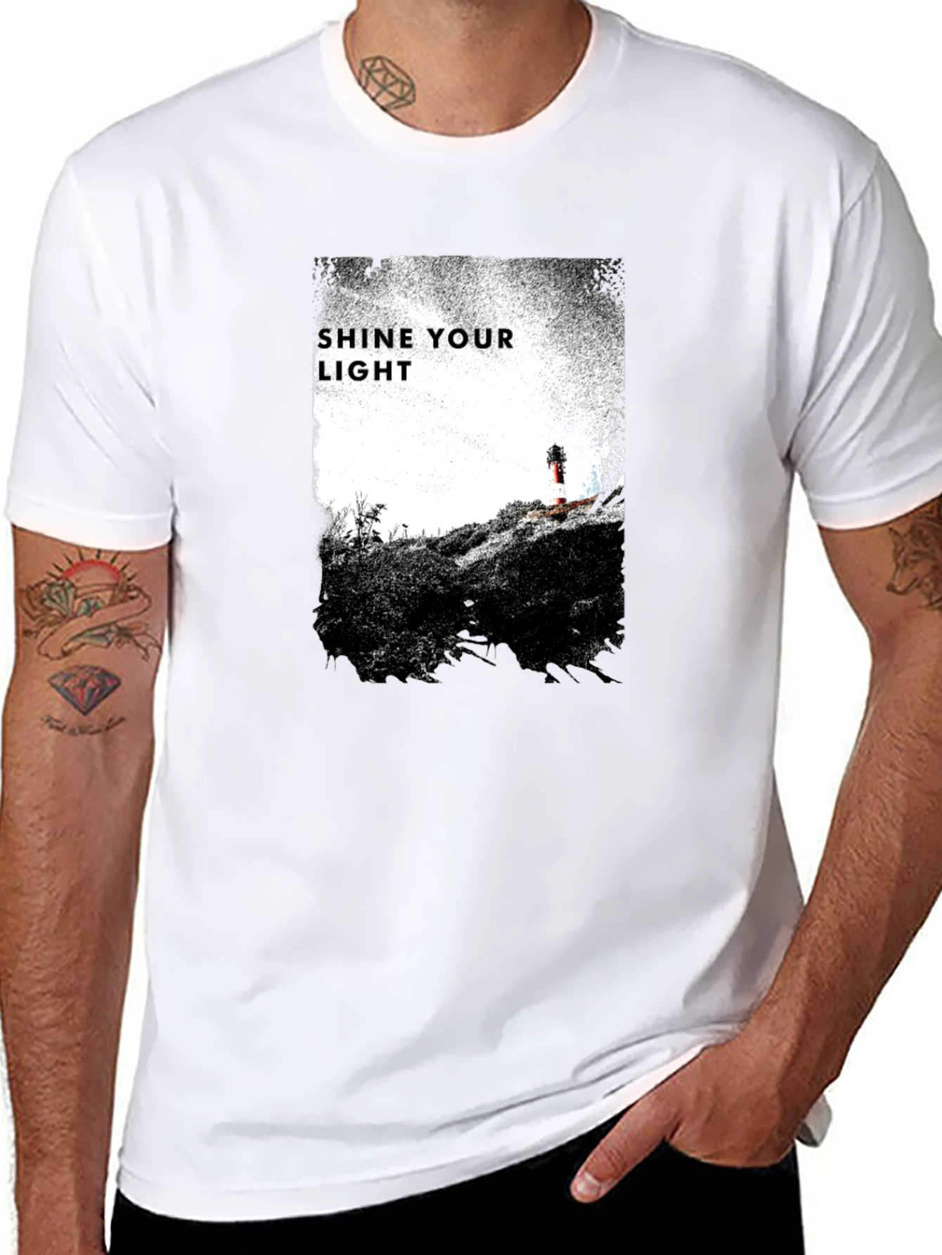 Shine Your Light Graphic Tee - Black Cotton T-Shirt