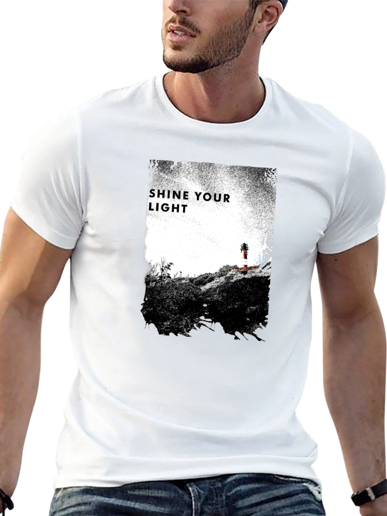 Shine Your Light Graphic Tee - Black Cotton T-Shirt