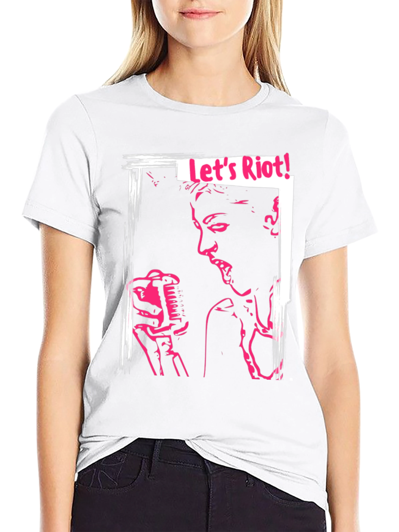 Lets Riot! Graphic Print Black Tee