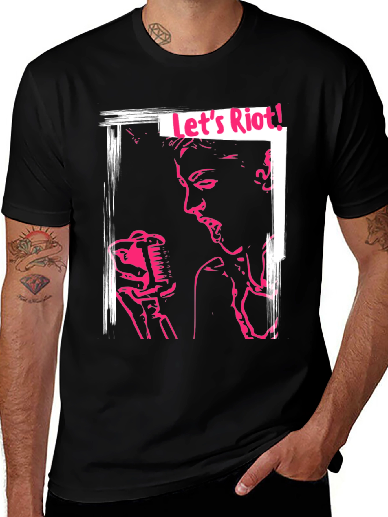 Lets Riot! Graphic Print Black Tee