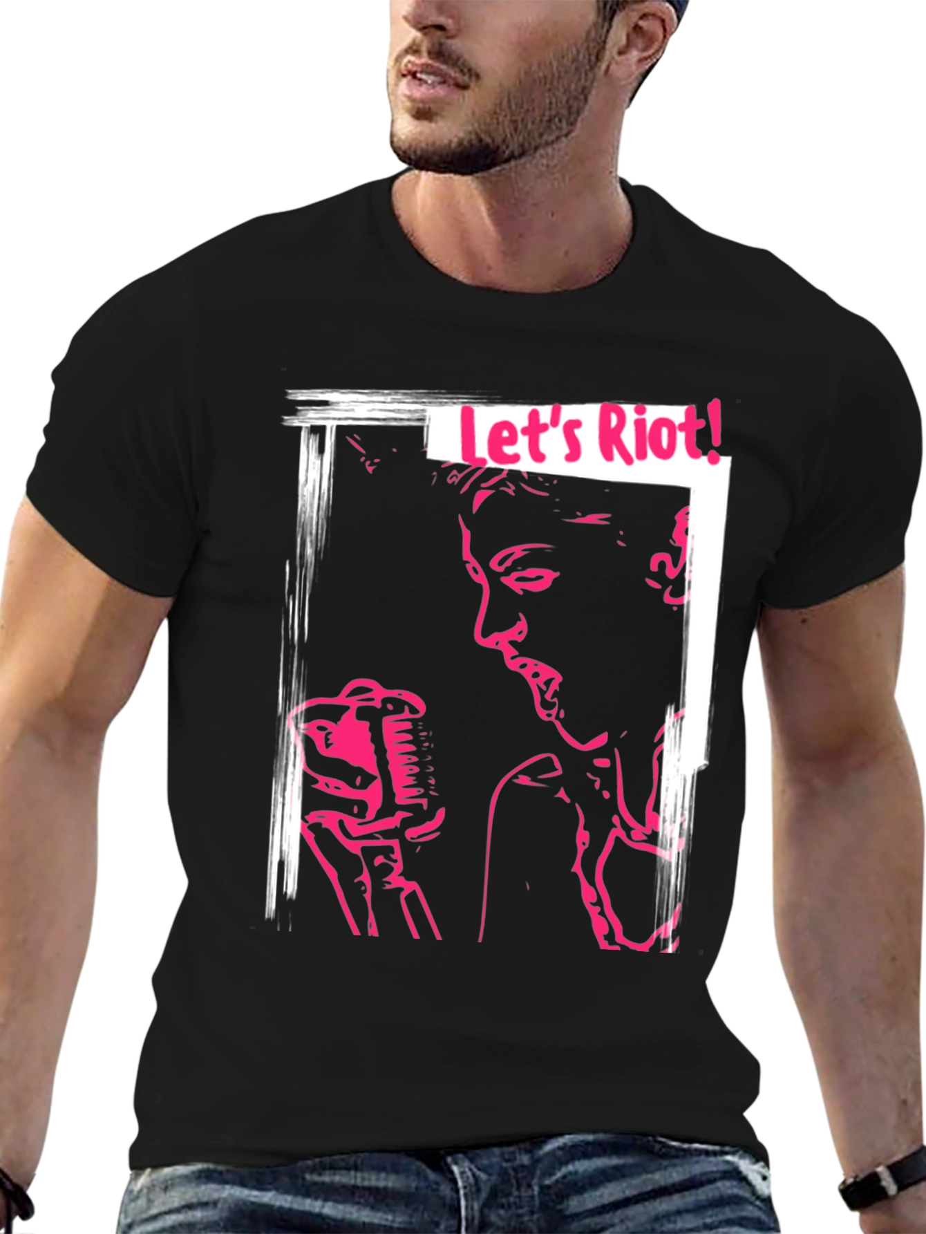 Lets Riot! Graphic Print Black Tee