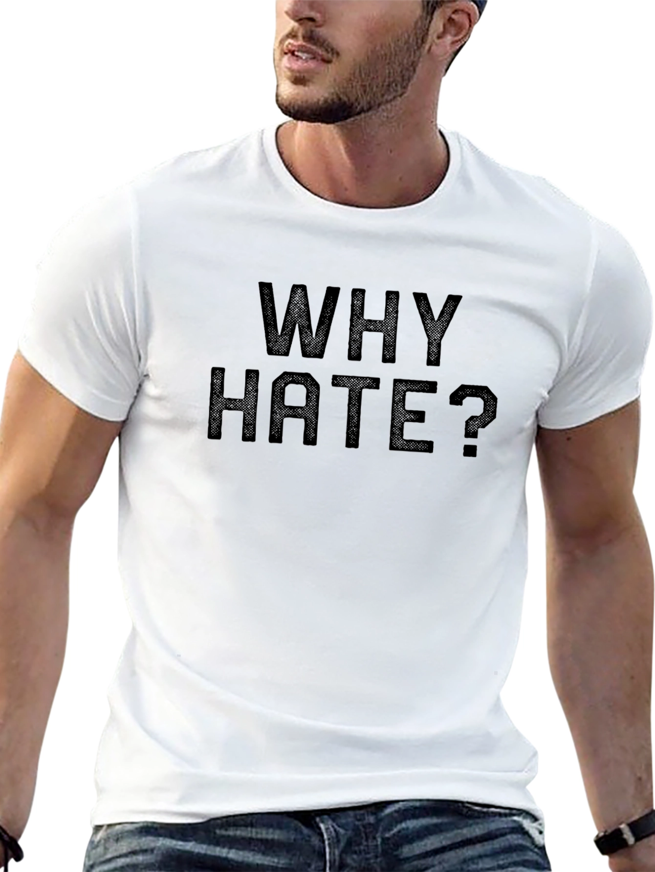 Why Hate? Black Graphic Print Mens T-Shirt