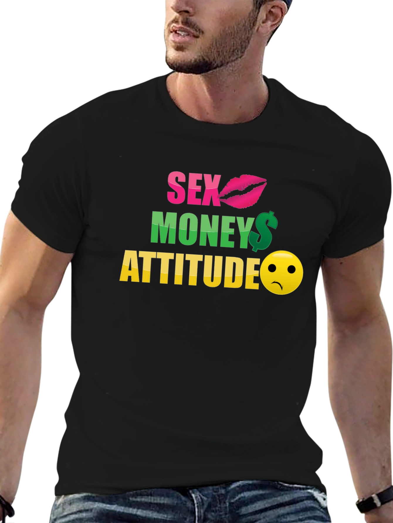Sex Money Attitude Graphic T-Shirt