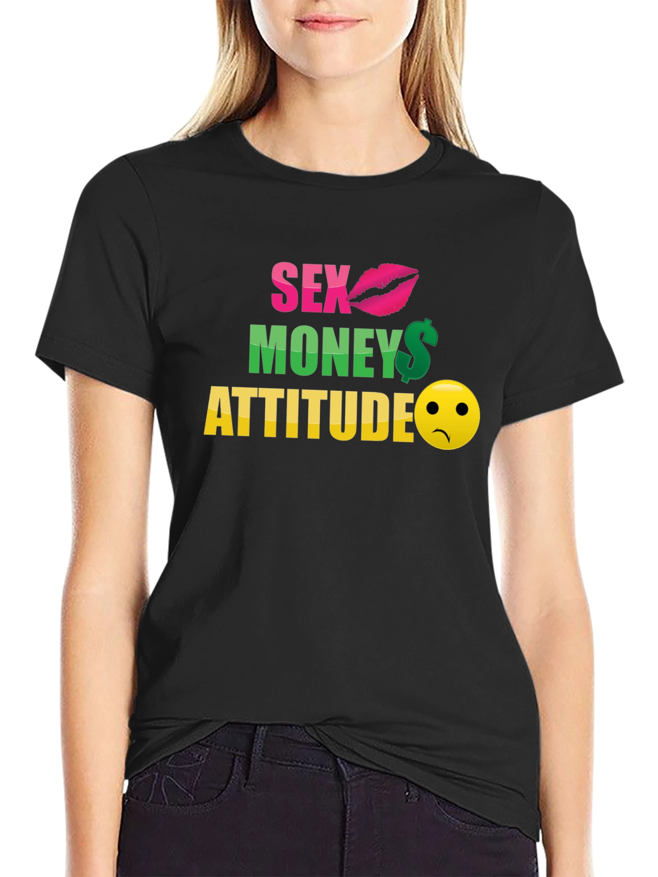 Sex Money Attitude Graphic T-Shirt