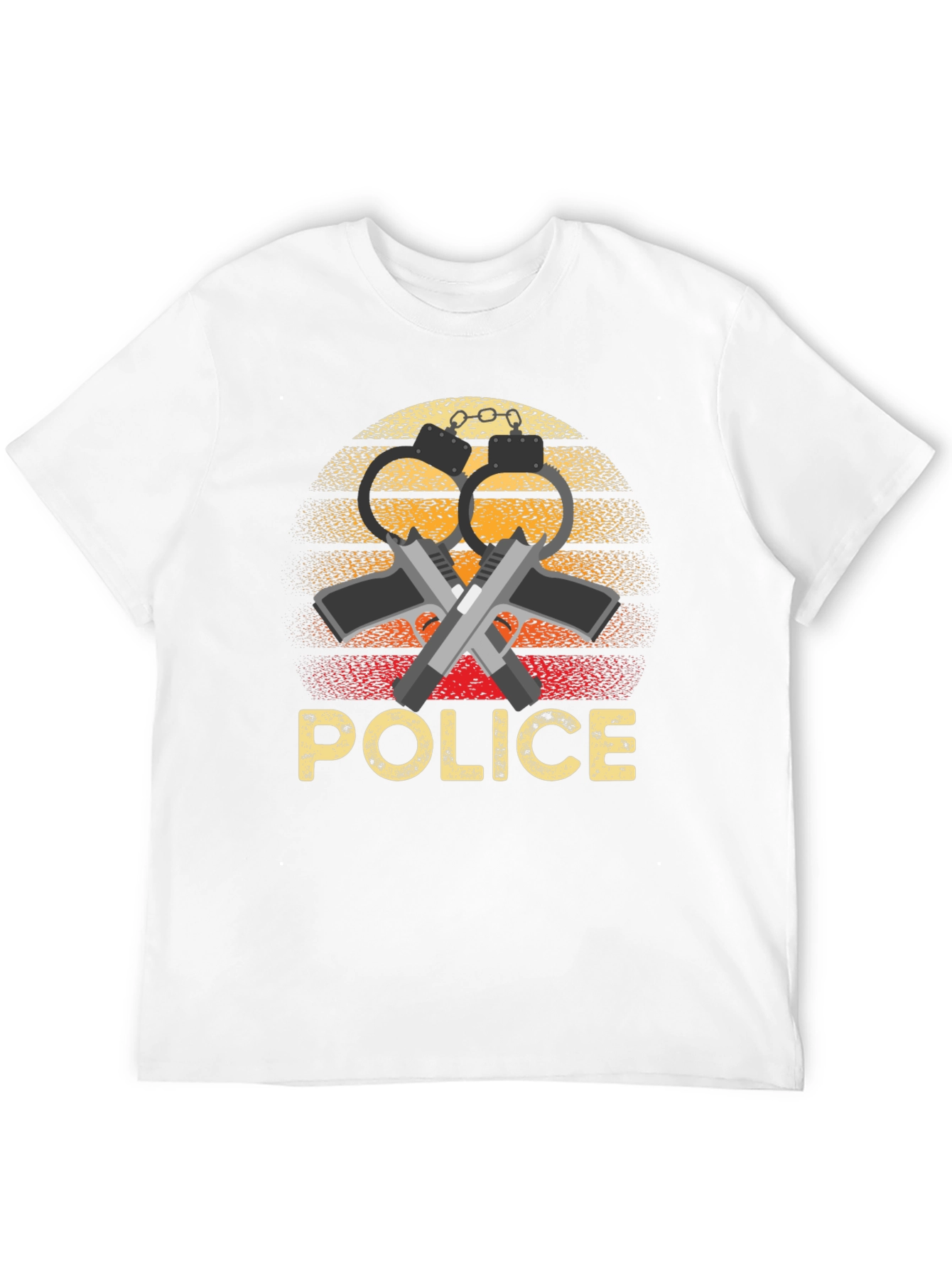 Police Graphic T-Shirt Retro Sunset Design