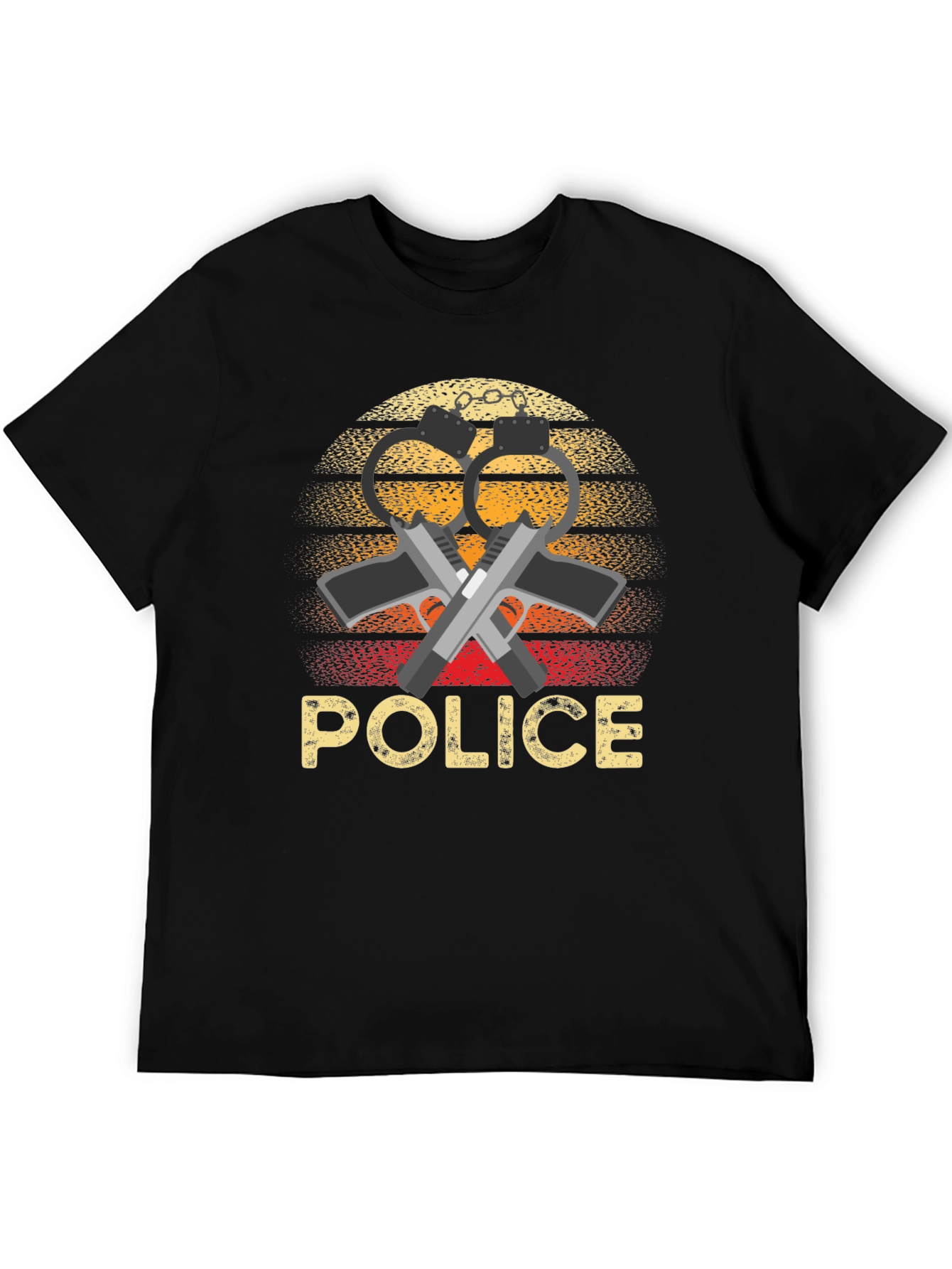 Police Graphic T-Shirt Retro Sunset Design