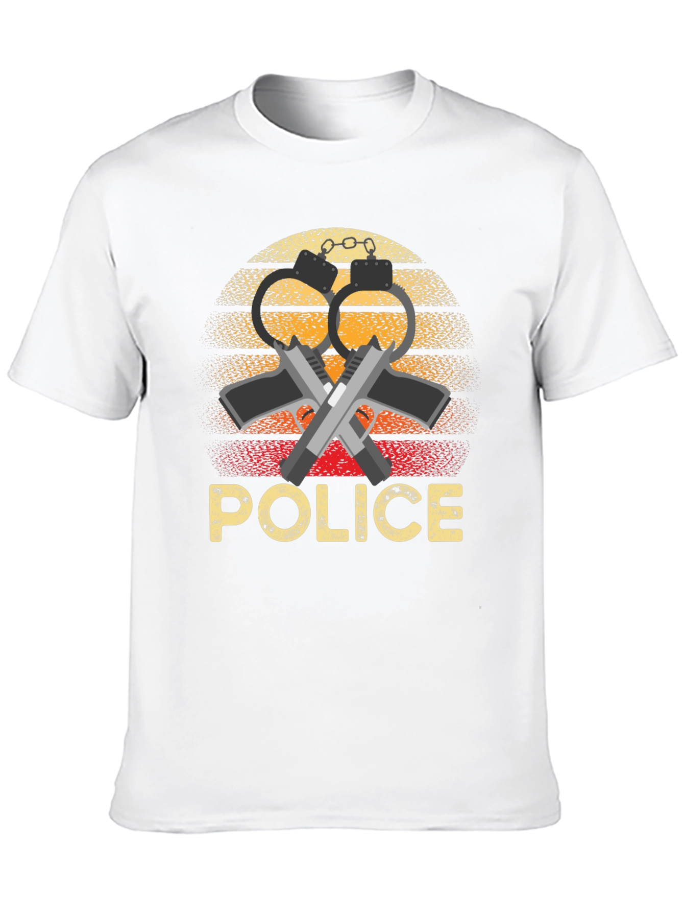 Police Graphic T-Shirt Retro Sunset Design