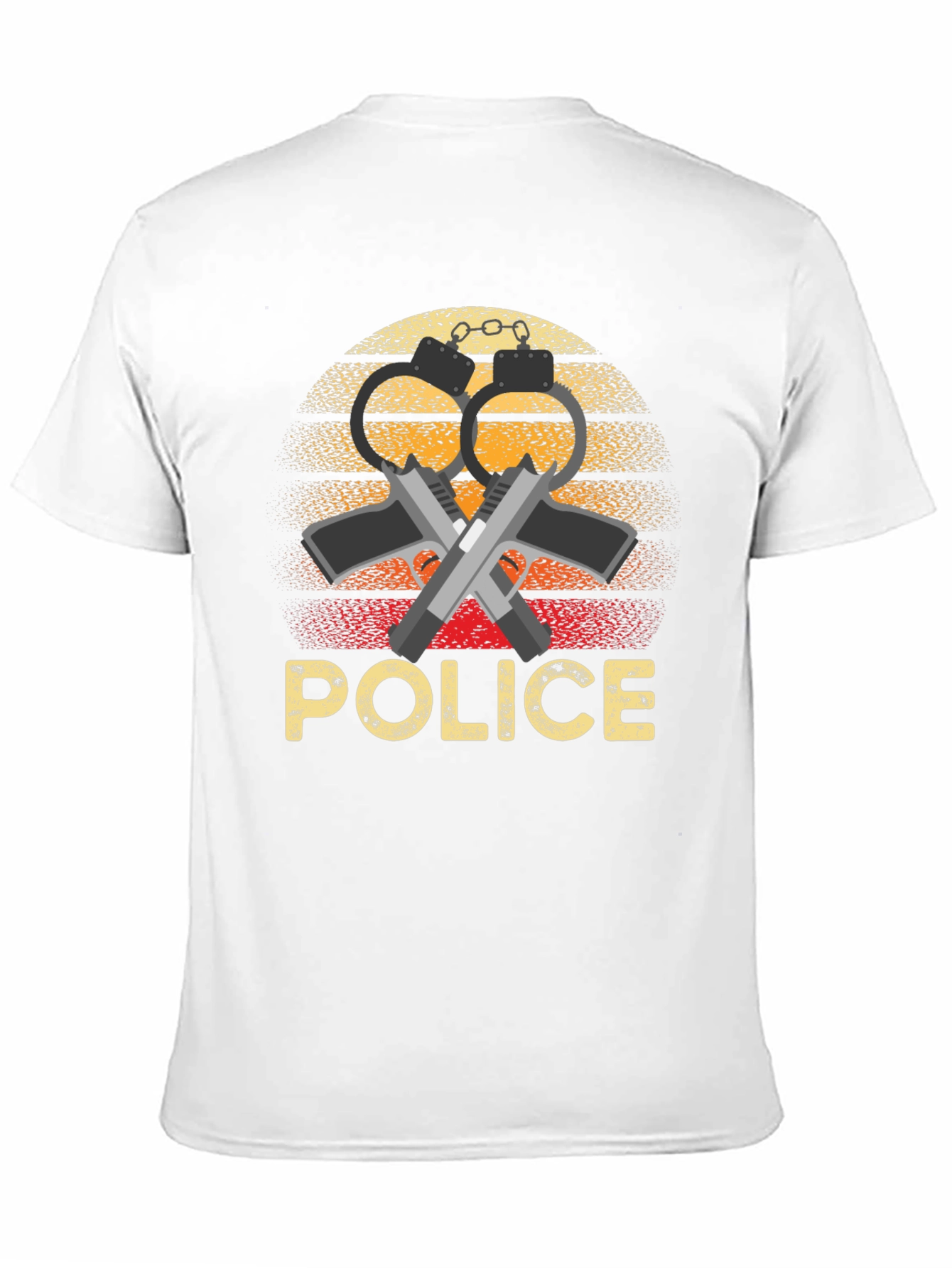 Police Graphic T-Shirt Retro Sunset Design